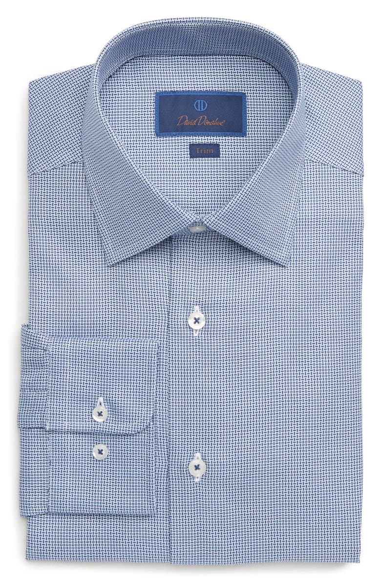 David Donahue TRIM FIT SOLID DRESS SHIRT