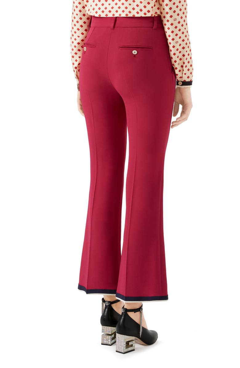 Gucci Stretch Cady Crop Bootcut Pants In Raspberry Cake