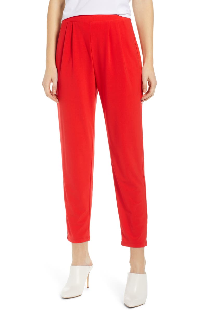 LEITH Pleat Front Trousers, Main, color, RED SCARLET