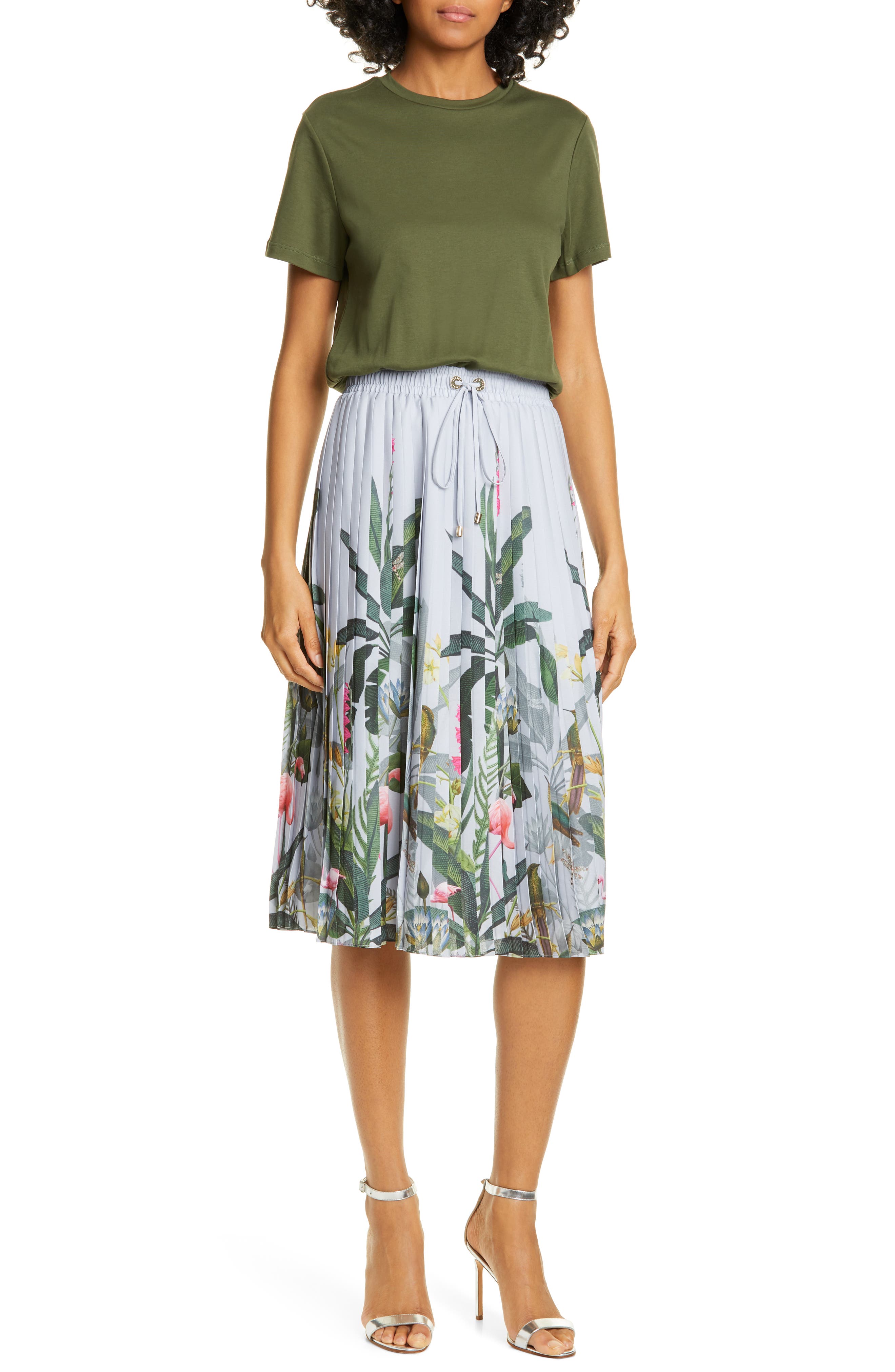 Ted Baker London Bobbyn Mixed Media Dress, Beige