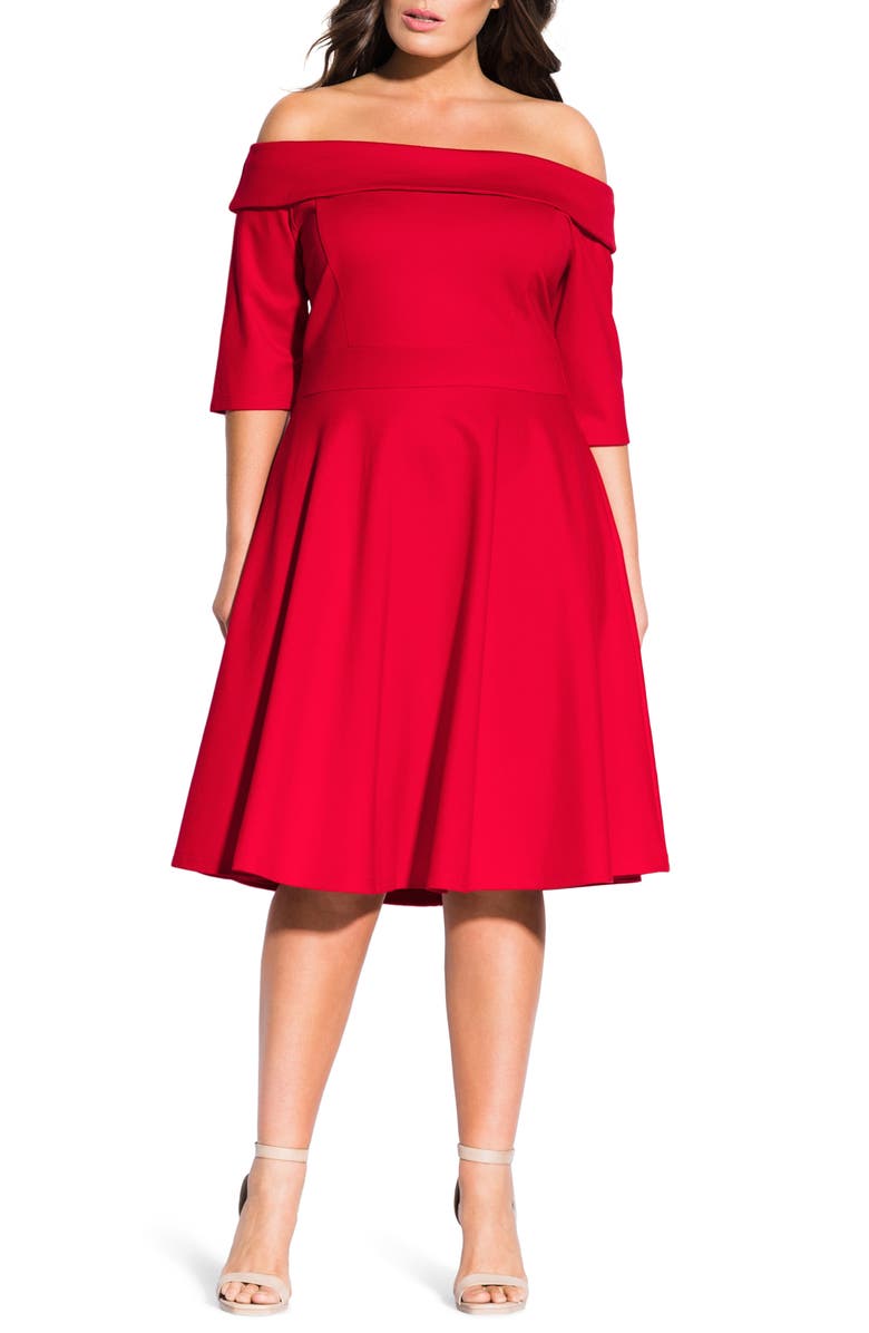 City Chic SUN KISSED OFF THE SHOULDER DRESS