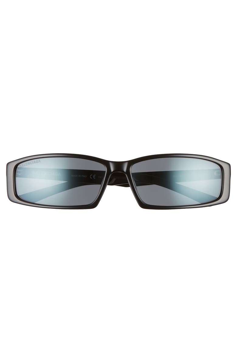 Balenciaga 60Mm Rectangle Sunglasses - Shiny Black/ Grey
