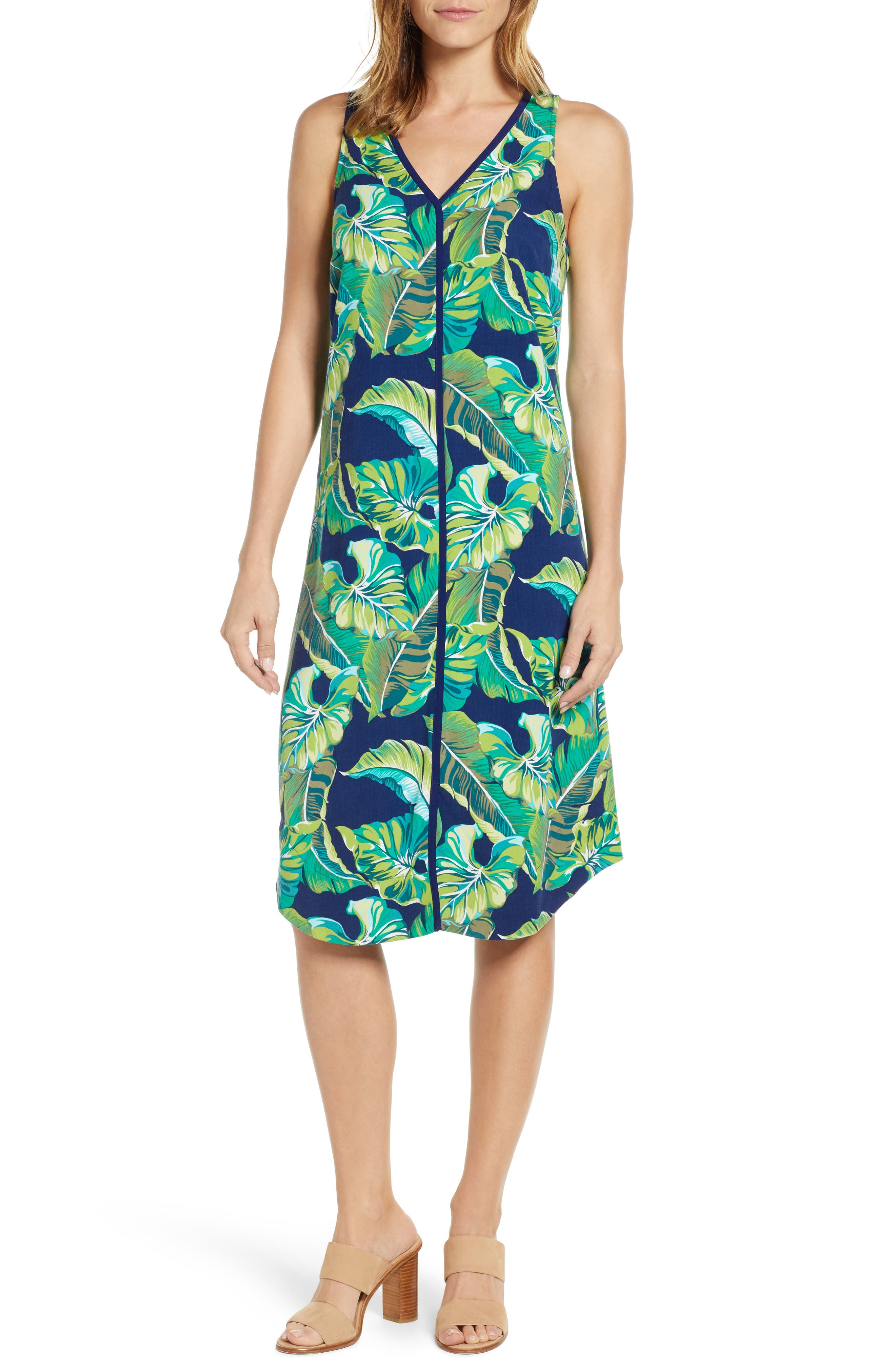 Tommy Bahama Lovely Leaves Midi Dress, Blue