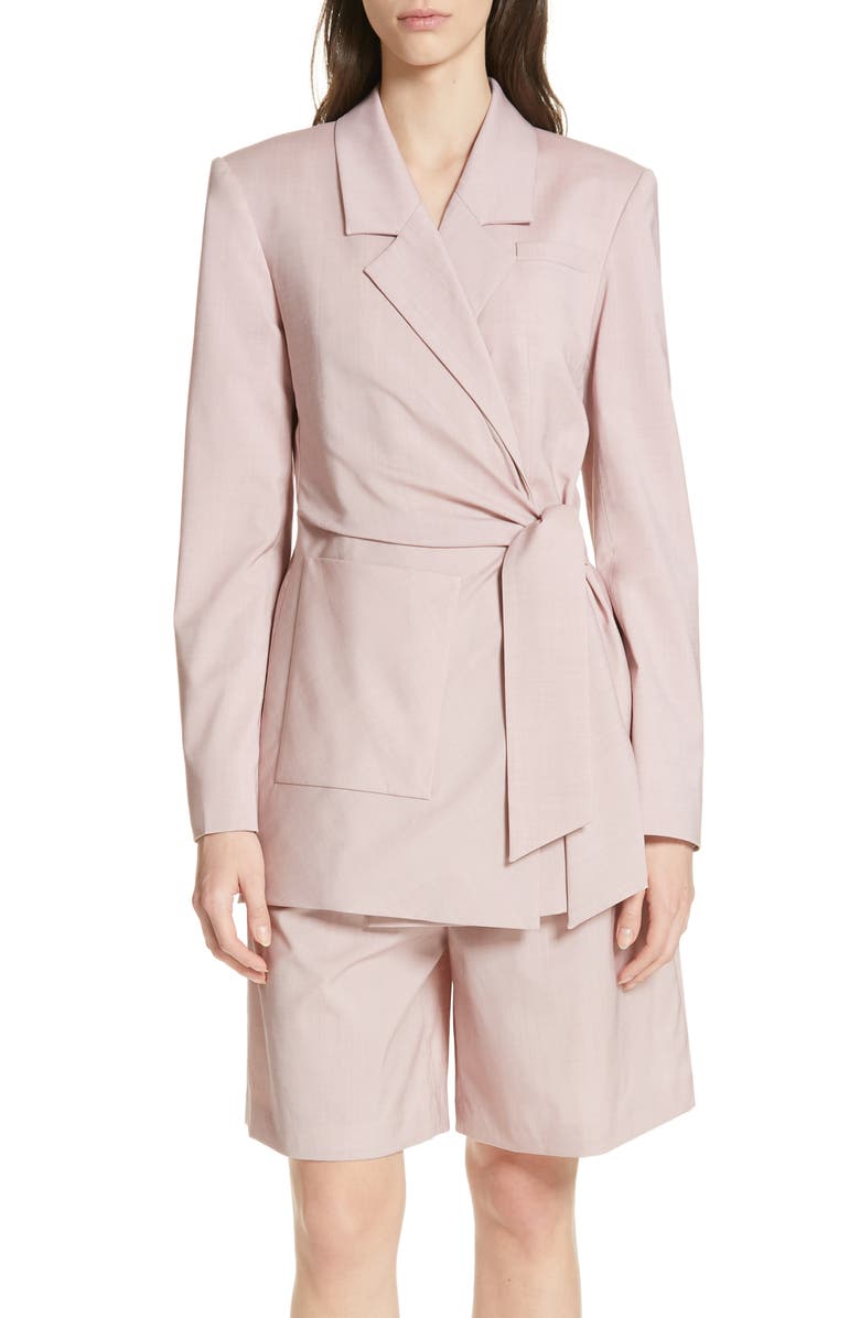 Tibi Jackets CROSS DYE STRETCH WOOL WRAP JACKET