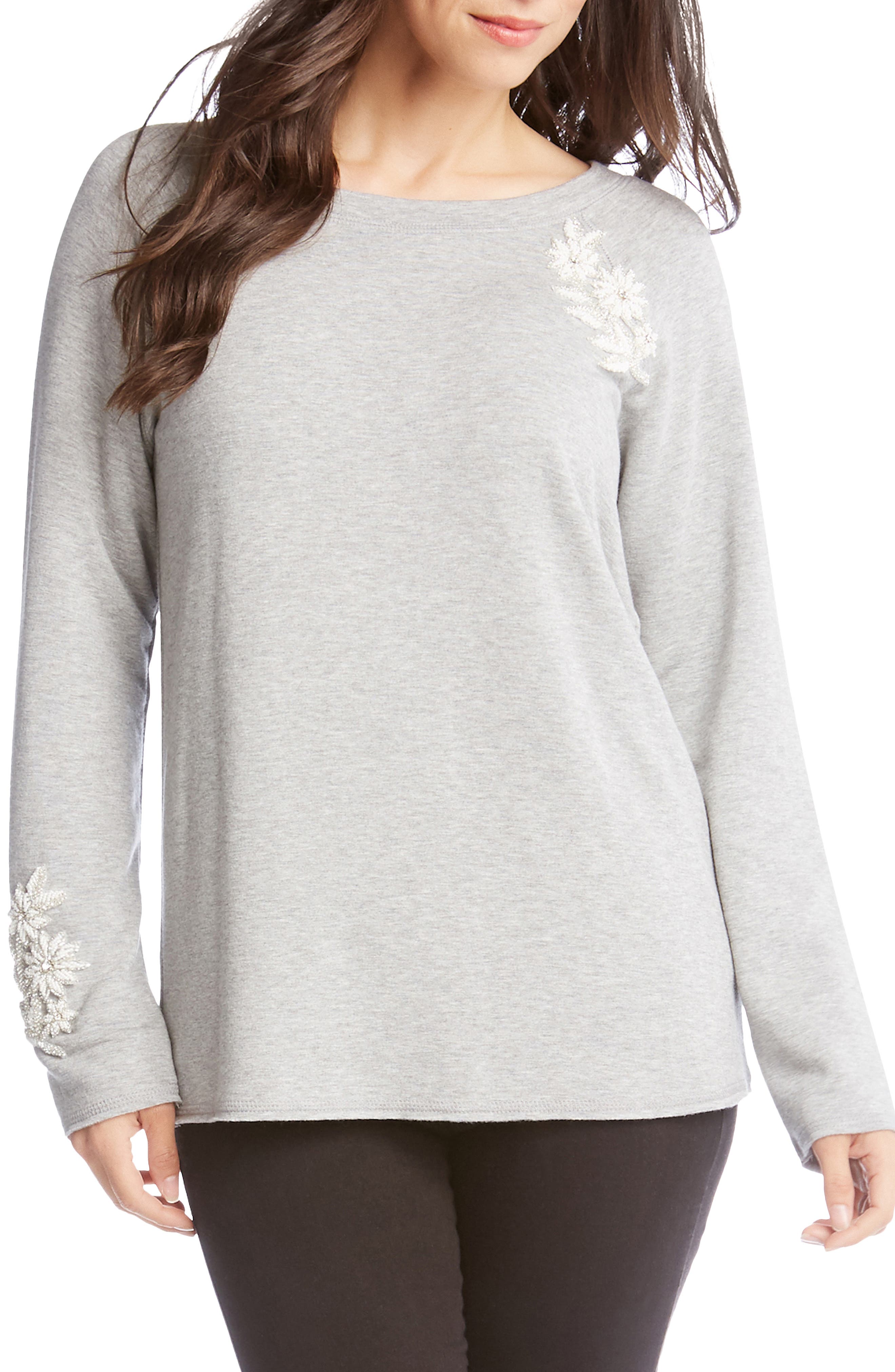 Karen Kane Embellished Sweatshirt, Grey