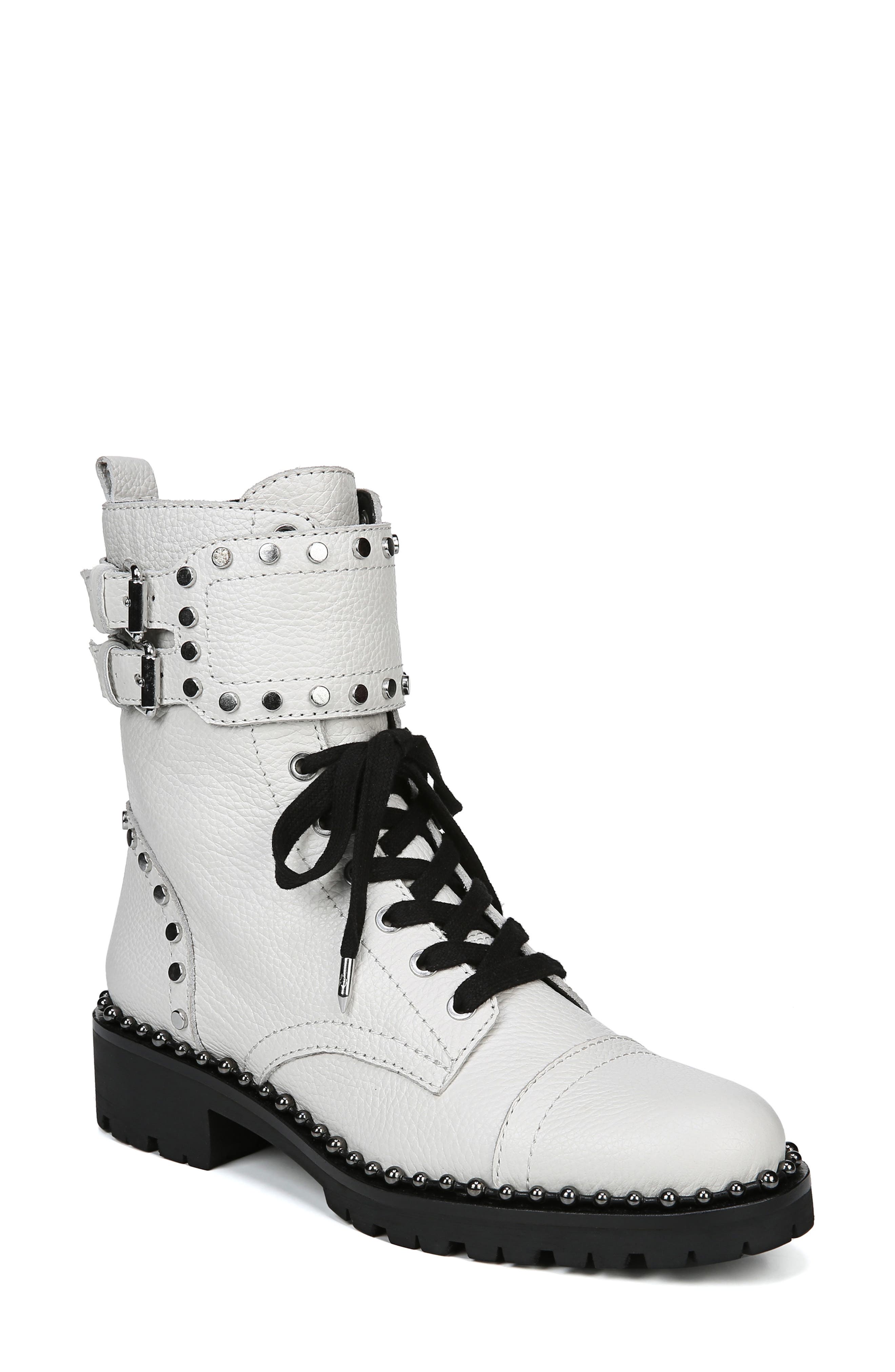Sam Edelman Jennifer Studded Combat Boot, White