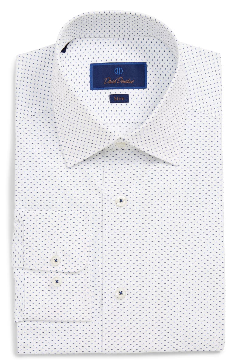 David Donahue SLIM FIT PRINT DRESS SHIRT