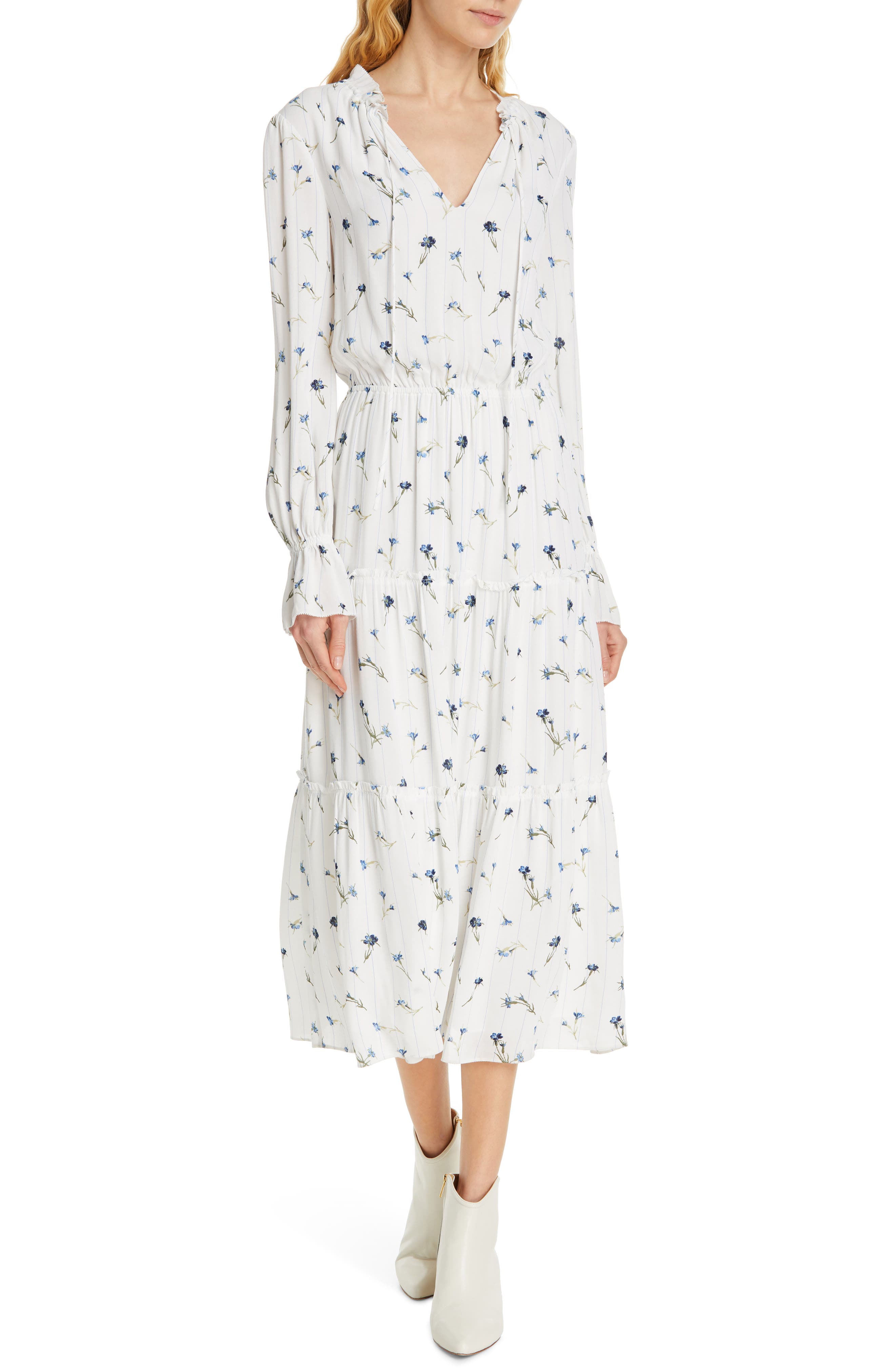 Joie Waneta Long Sleeve Midi Dress, Ivory