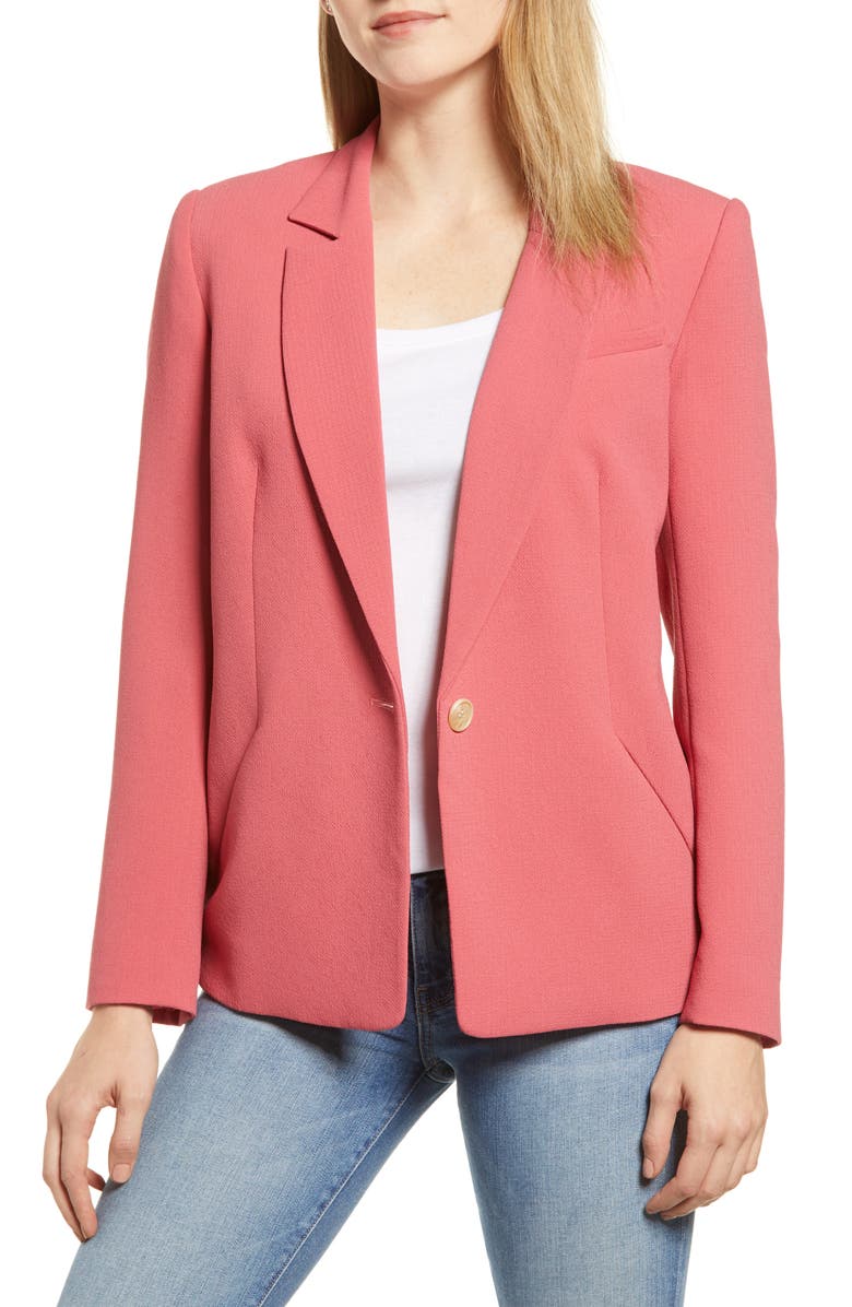 1.state Blazers TEXTURED CREPE SINGLE BUTTON BLAZER