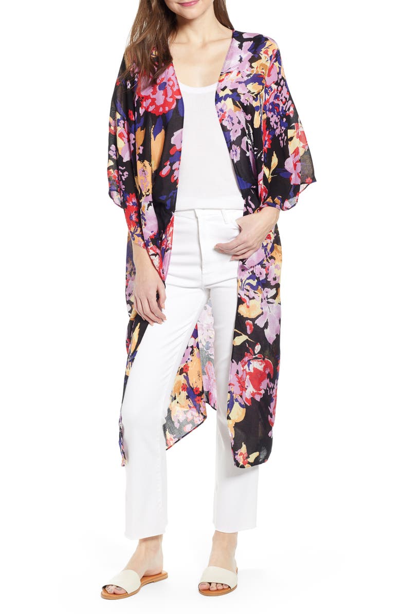 TROUVÉ Kite Sleeve Wrap, Main, color, BLACK COMBO