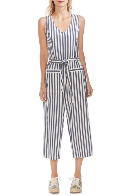 Vince Camuto Suits BOARDWALK STRIPE BELTED JUMPSUIT