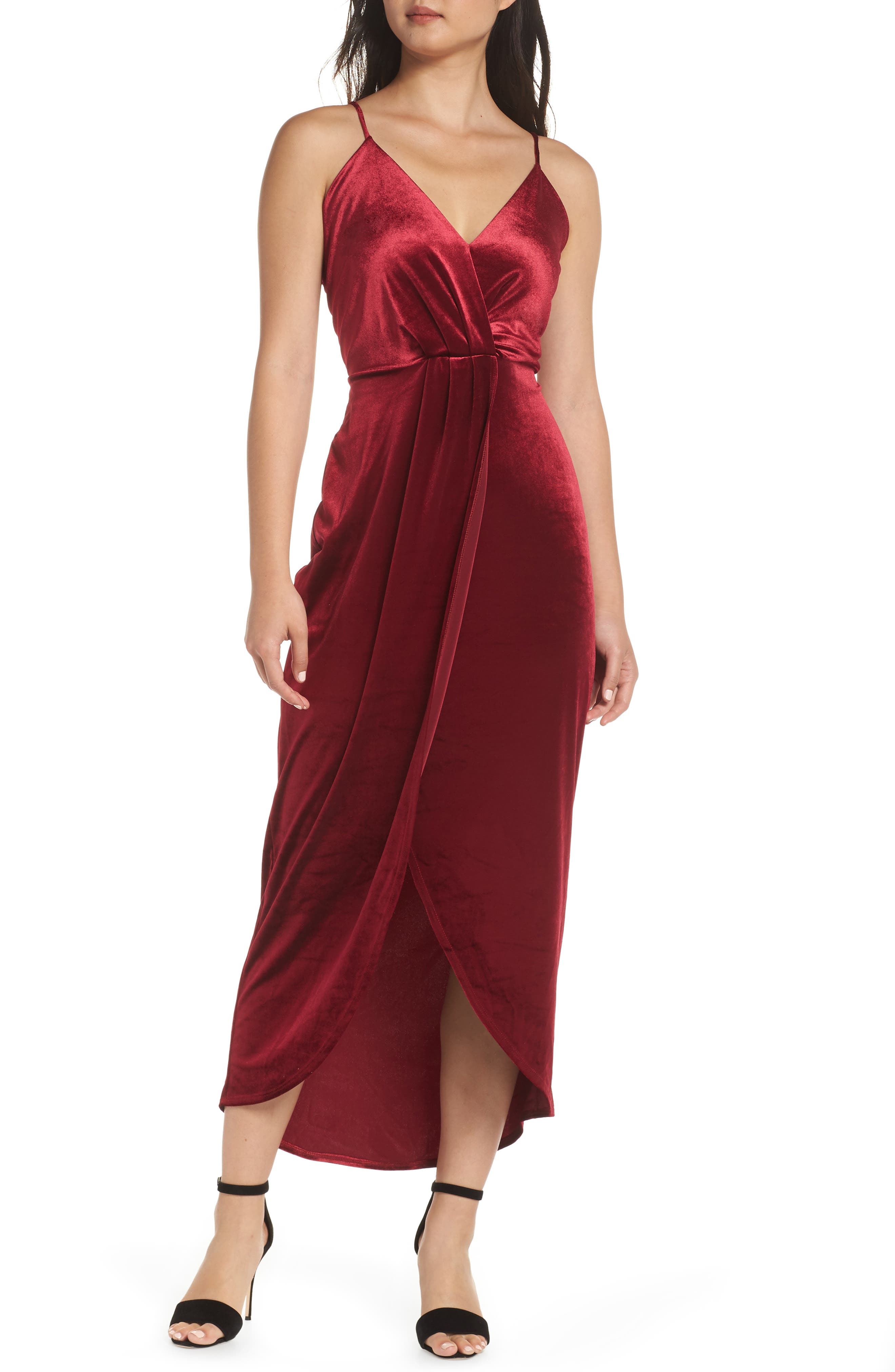 Fraiche By J Velvet Maxi Dress, Burgundy