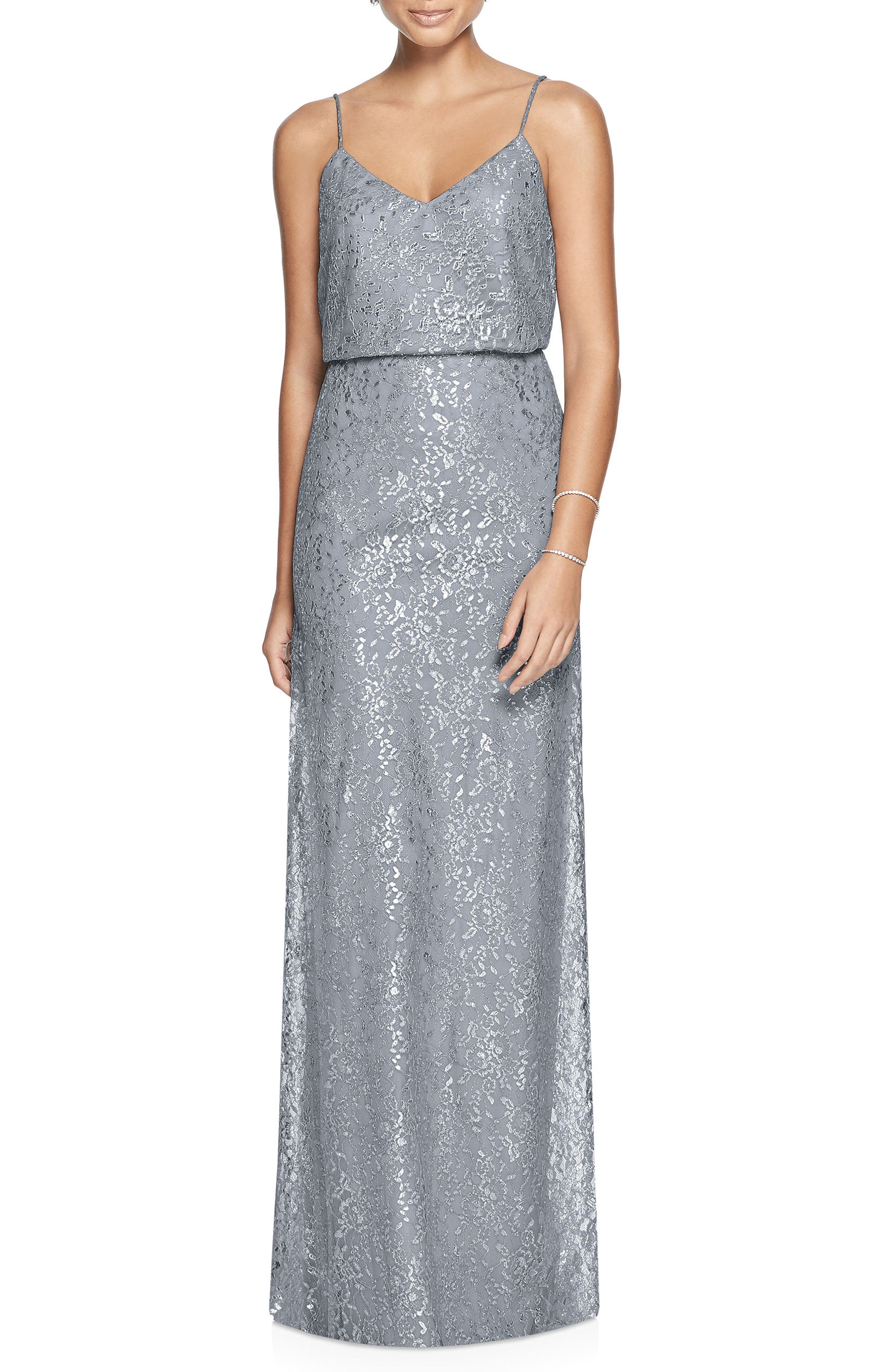 After Six Metallic Lace Two-Piece Gown, Metallic