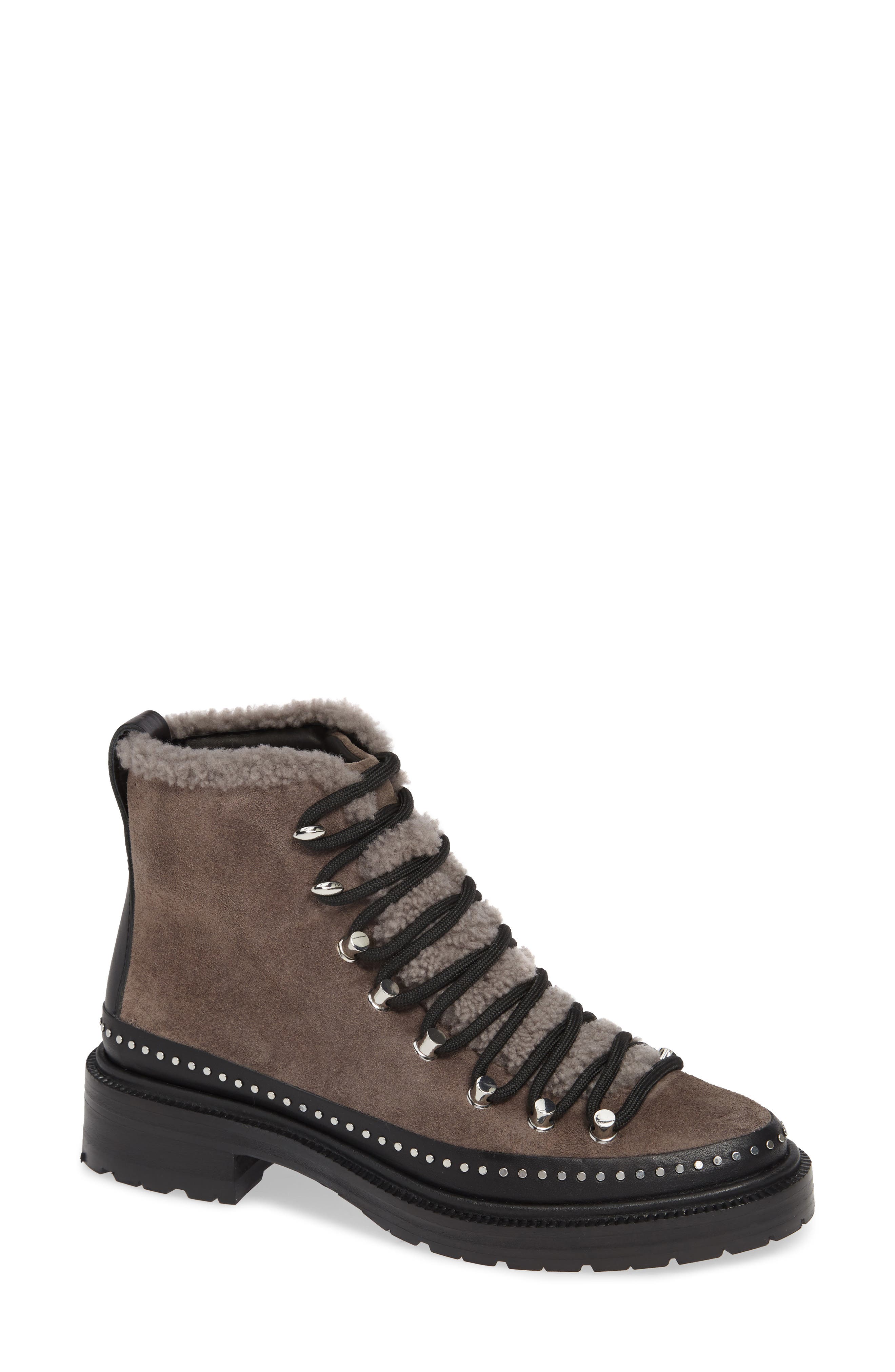 Rag & Bone Compass Genuine Shearling Combat Boot, Grey