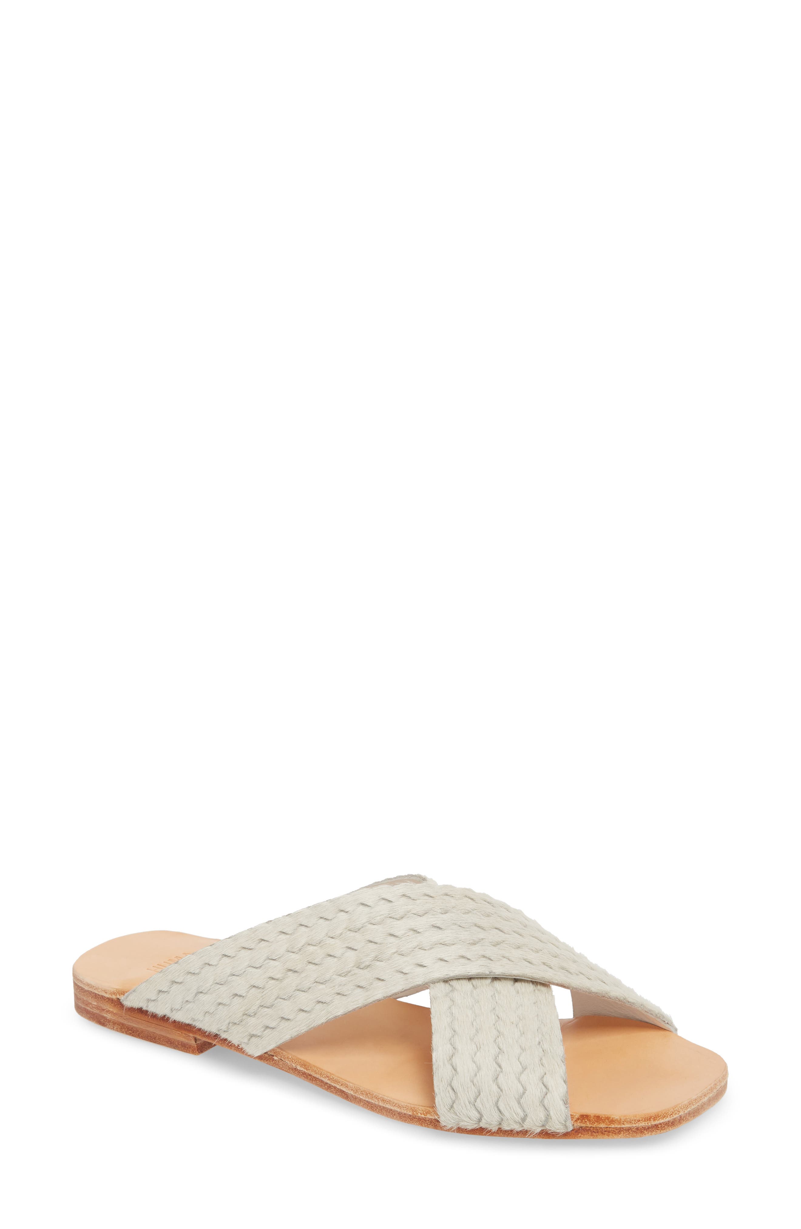 Huma Blanco Odessa Genuine Calf Hair Slide Sandal, White