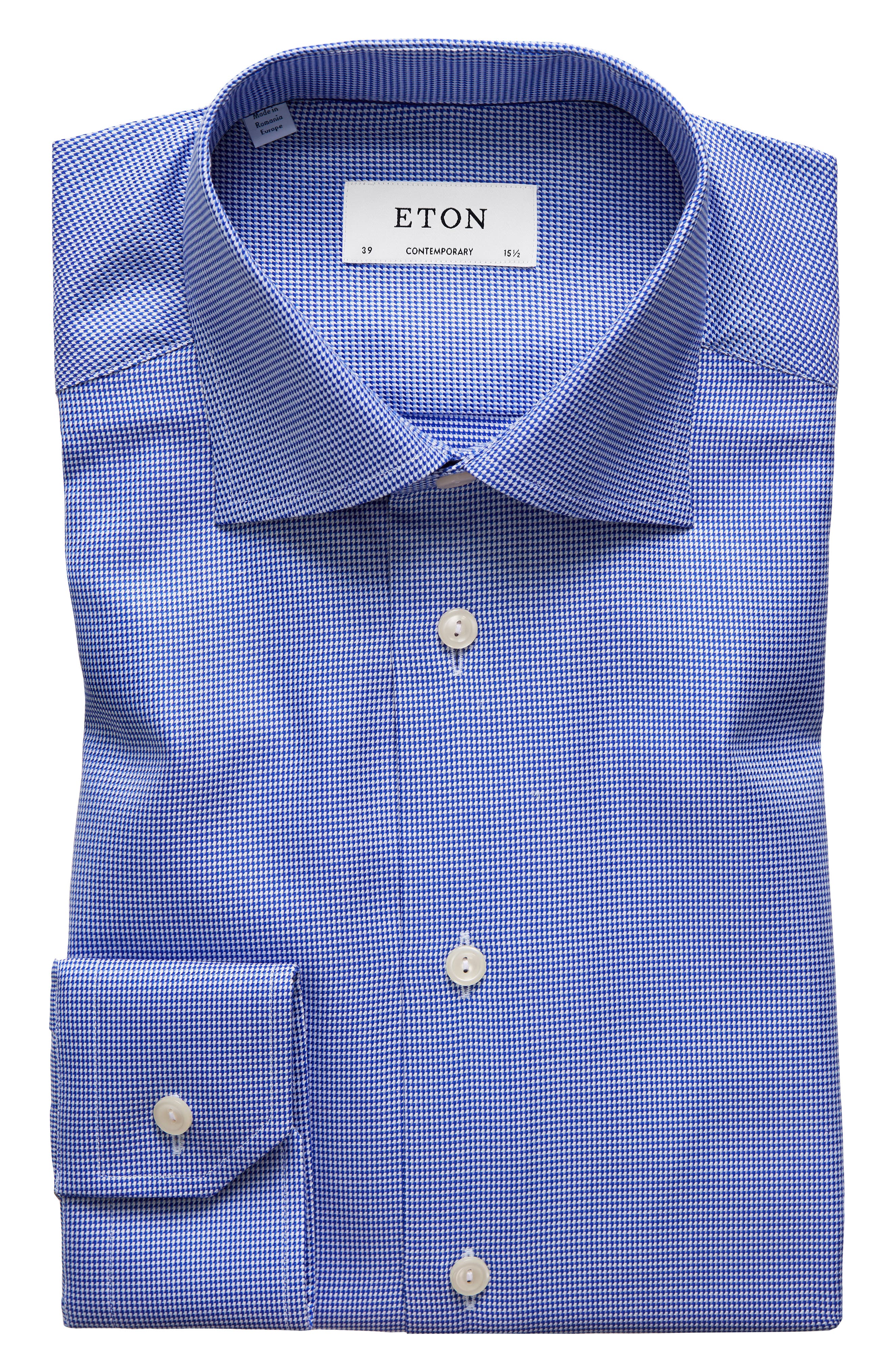 Eton Contemporary Fit Houndstooth Dress Shirt Nordstrom
