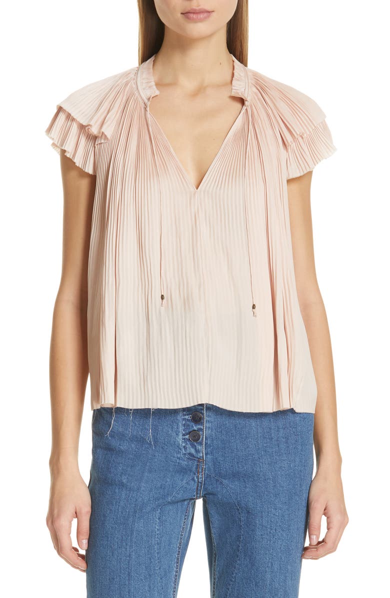 Ulla Johnson Tops SADE RUFFLE SLEEVE TOP