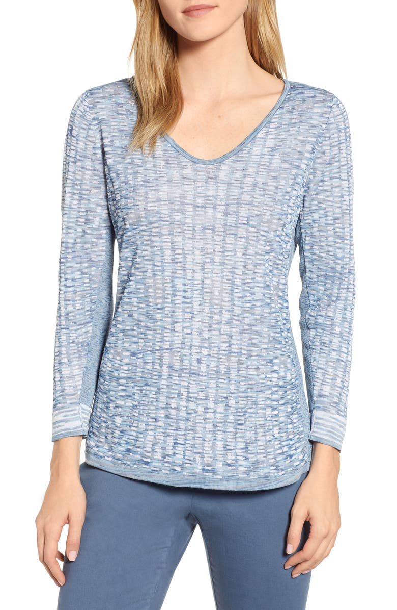 Nic+zoe Tops STONE PATH V-NECK LINEN BLEND TOP