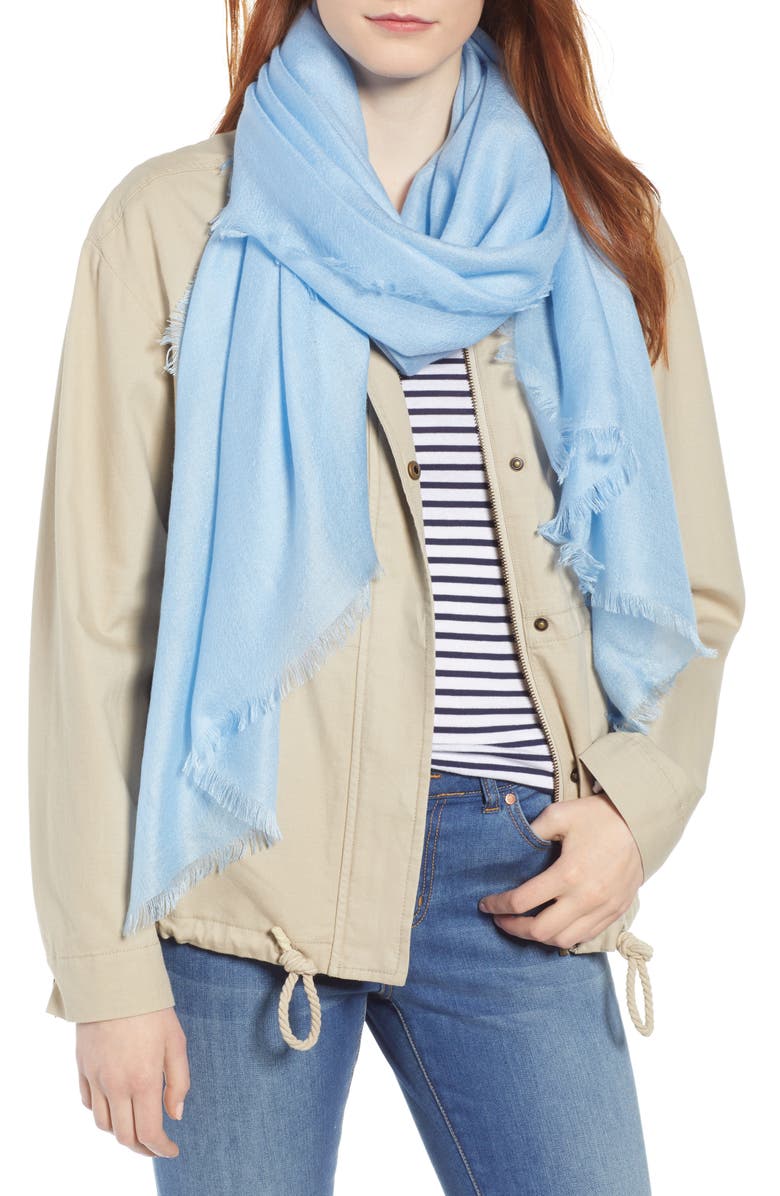 NORDSTROM Cashmere & Silk Wrap, Main, color, BLUE PLACID