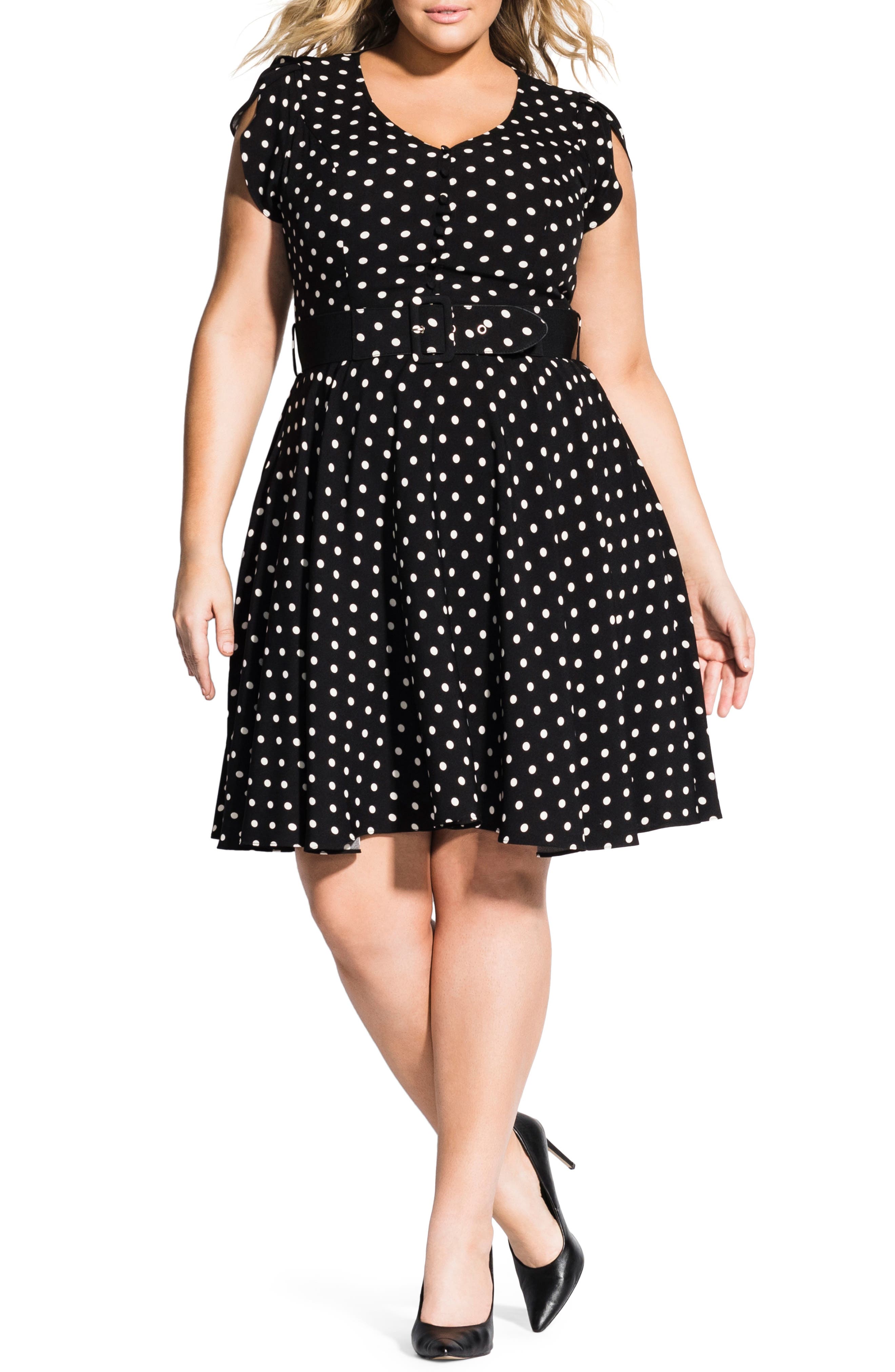 Plus Size City Chic Eliza Fit & Flare Dress, Black