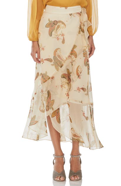 Vince Camuto Skirts PAISLEY SPICE RUFFLE MIDI SKIRT