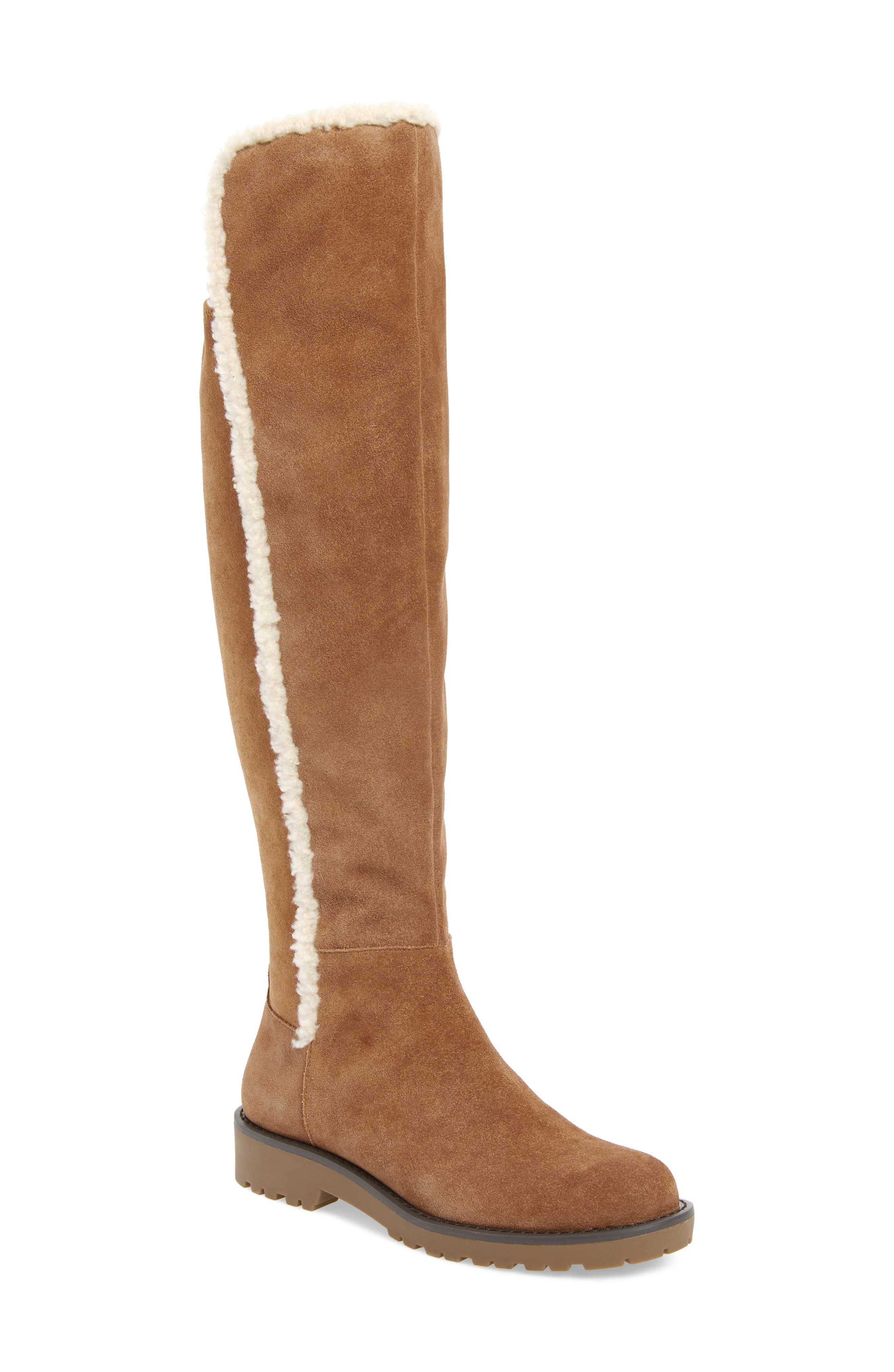 Sole Society Juno Faux Shearling Trim Boot, Beige
