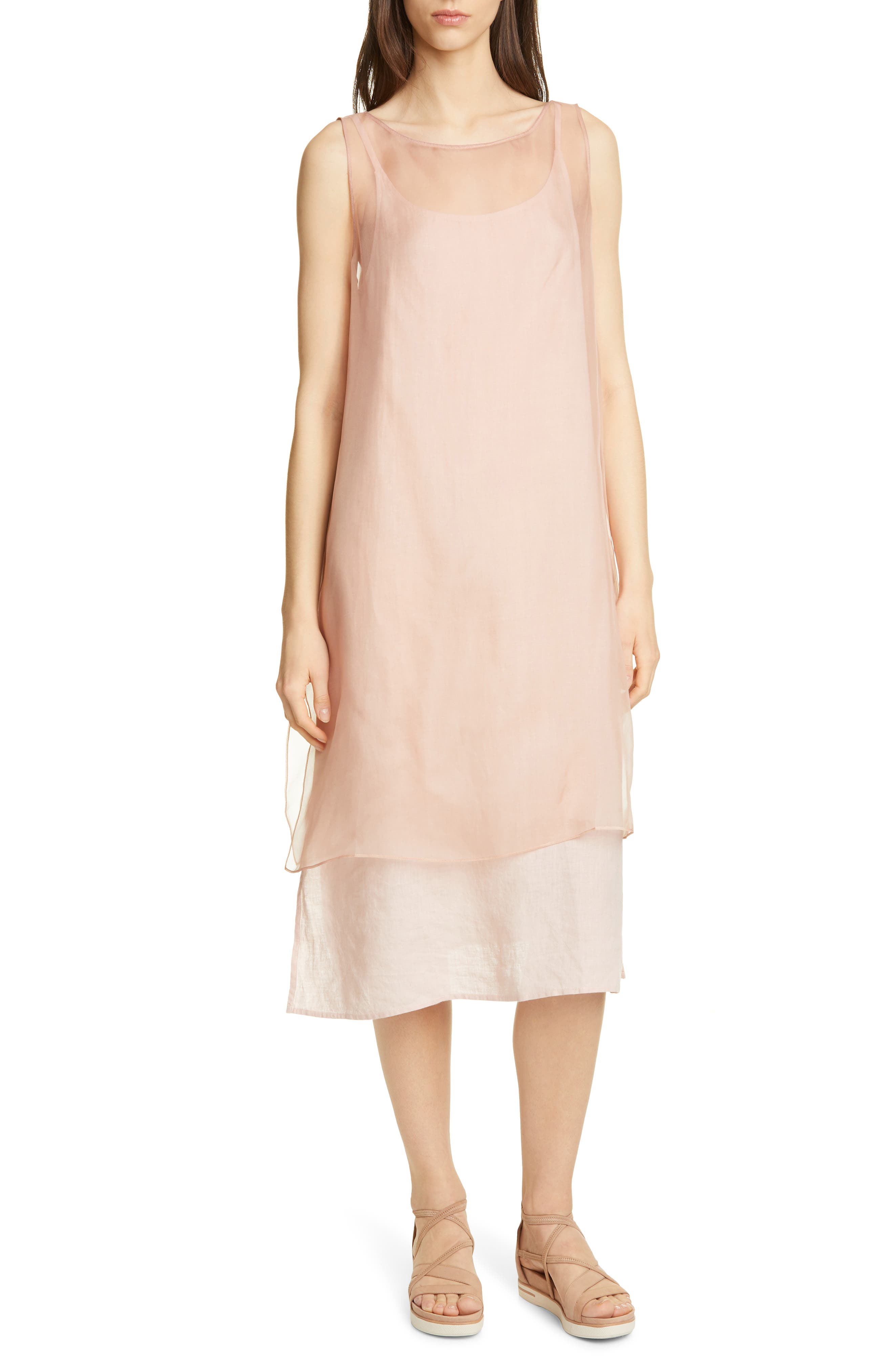 Eileen Fisher Sheer Silk Overlay, Beige