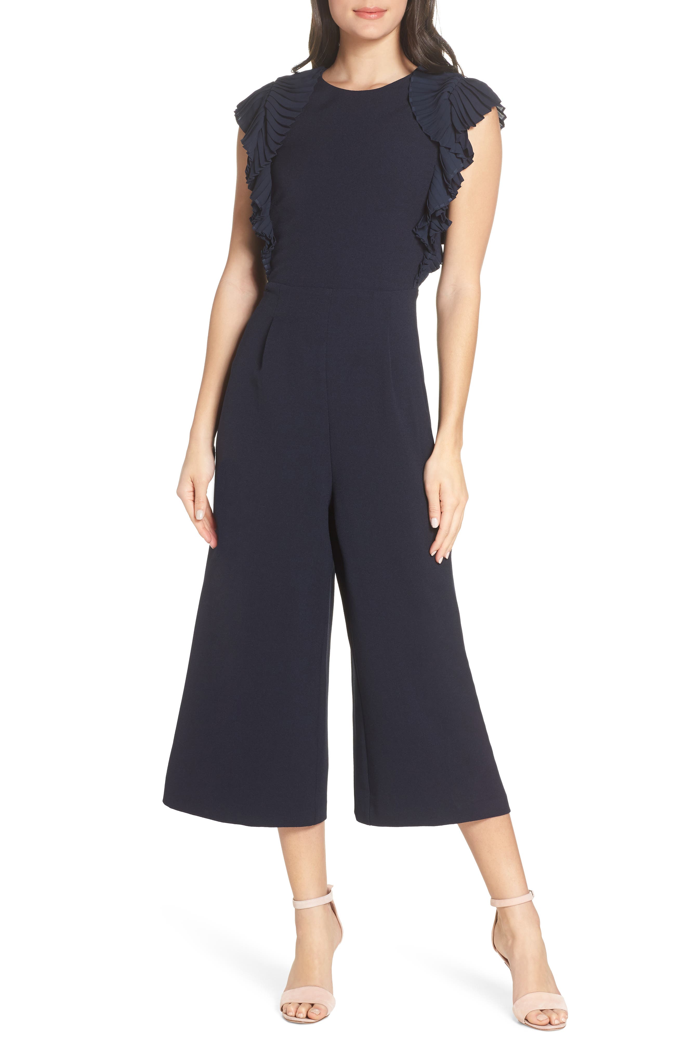 Chelsea28 Pleated Shoulder Crop Jumpsuit (Regular & Petite) Nordstrom
