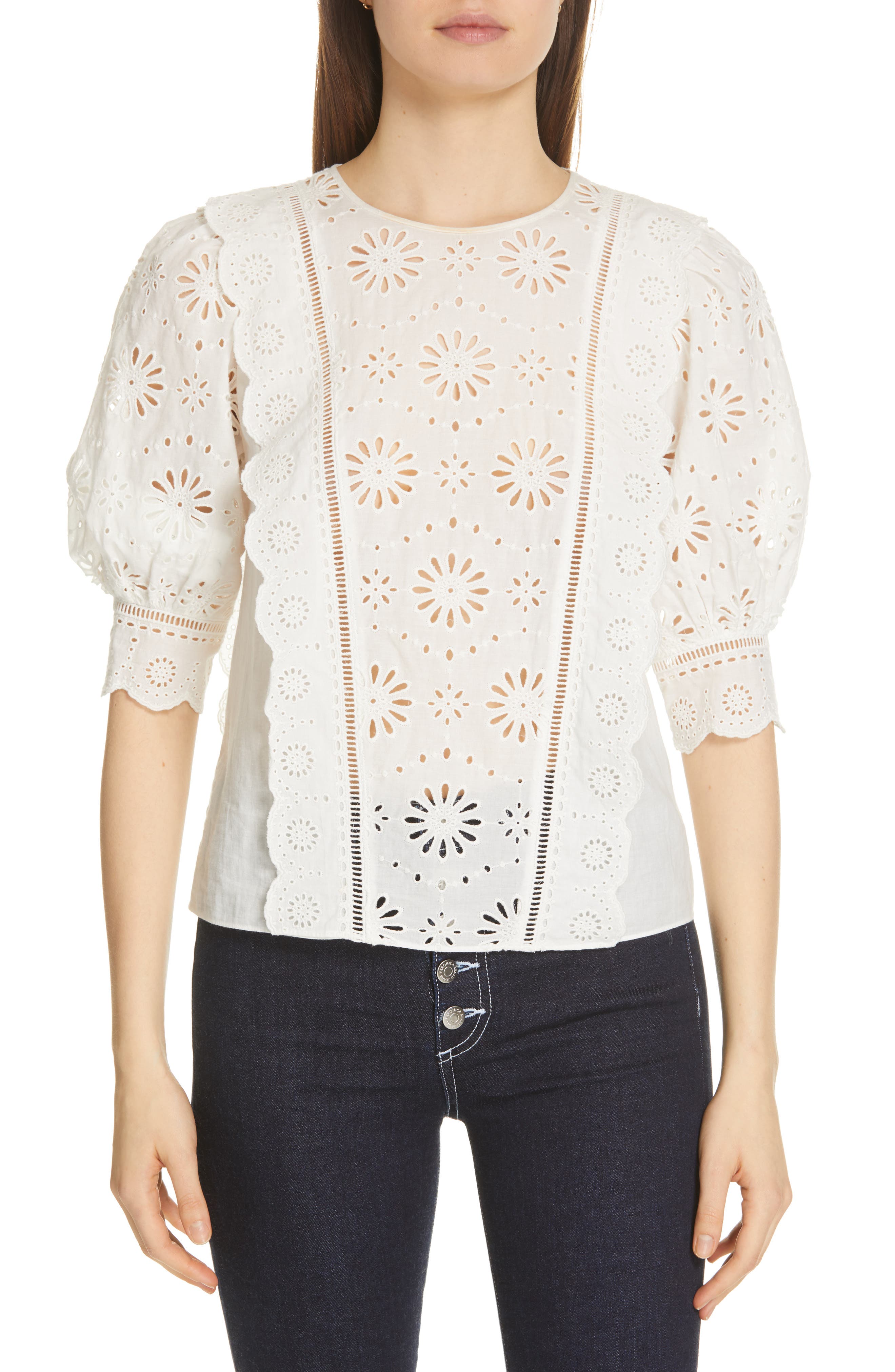 Veronica Beard Gale Eyelet Blouse Nordstrom