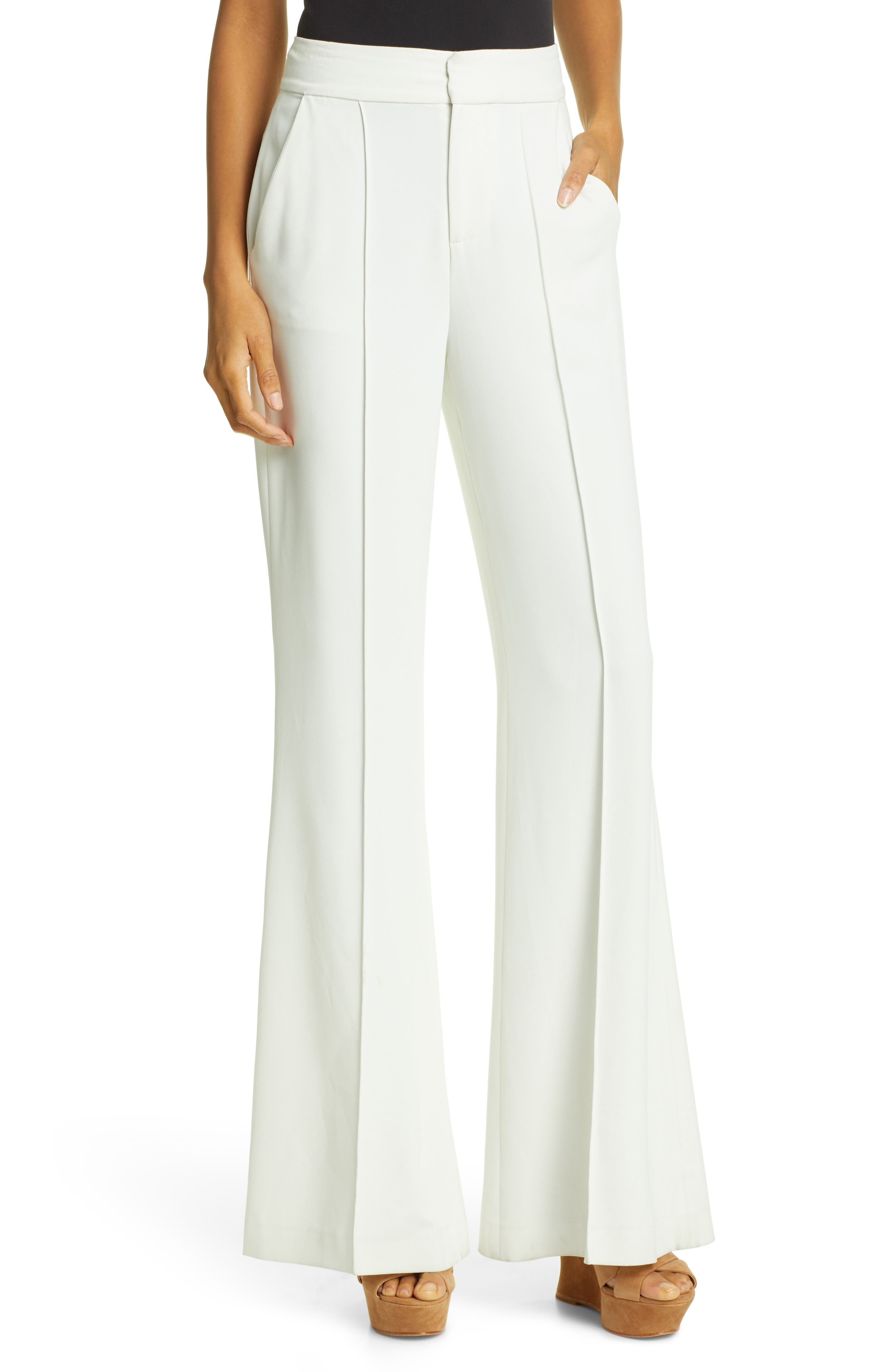 white bootcut pants
