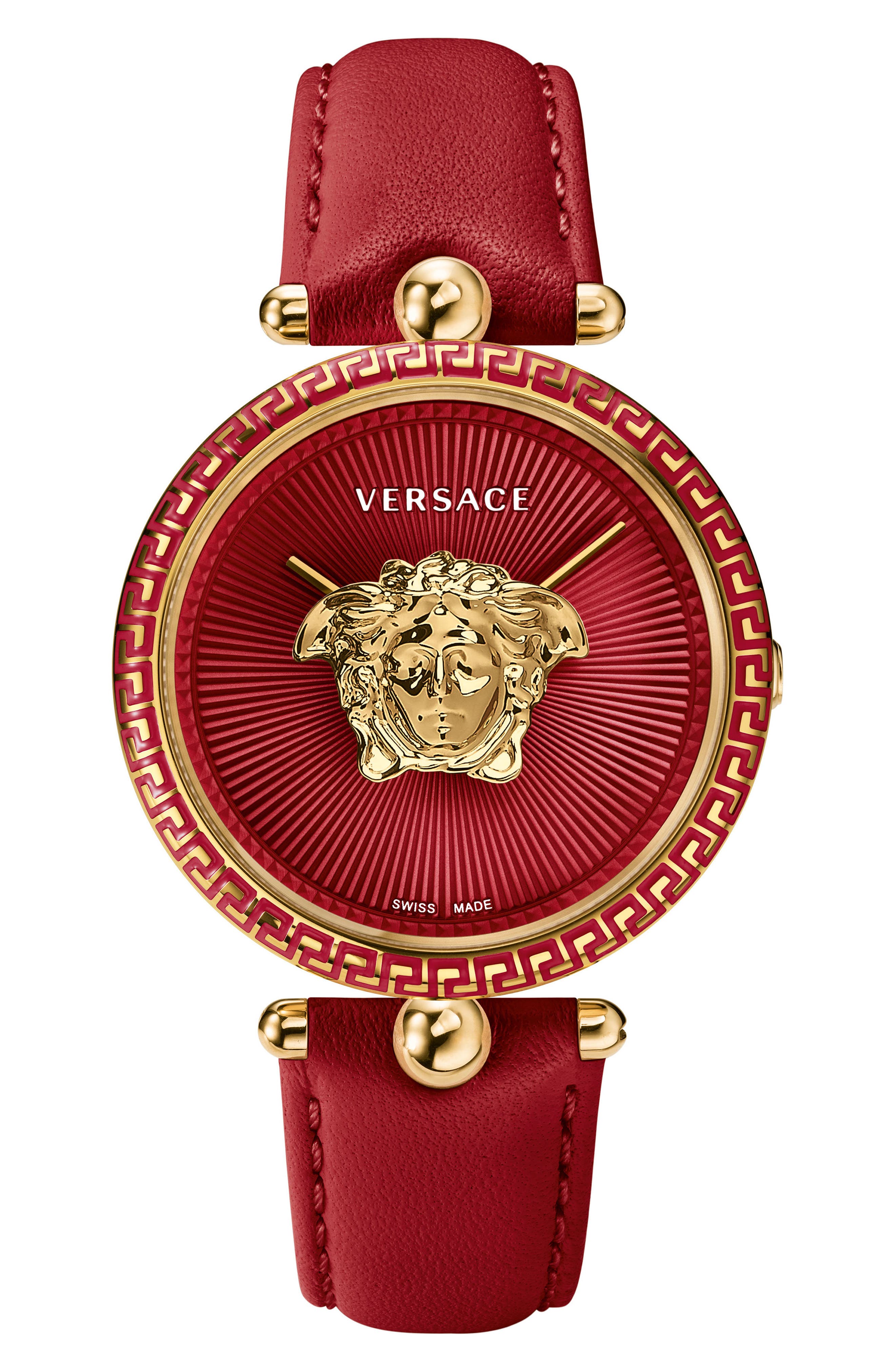 Versace Palazzo Empire Leather Strap Watch, 39mm Nordstrom