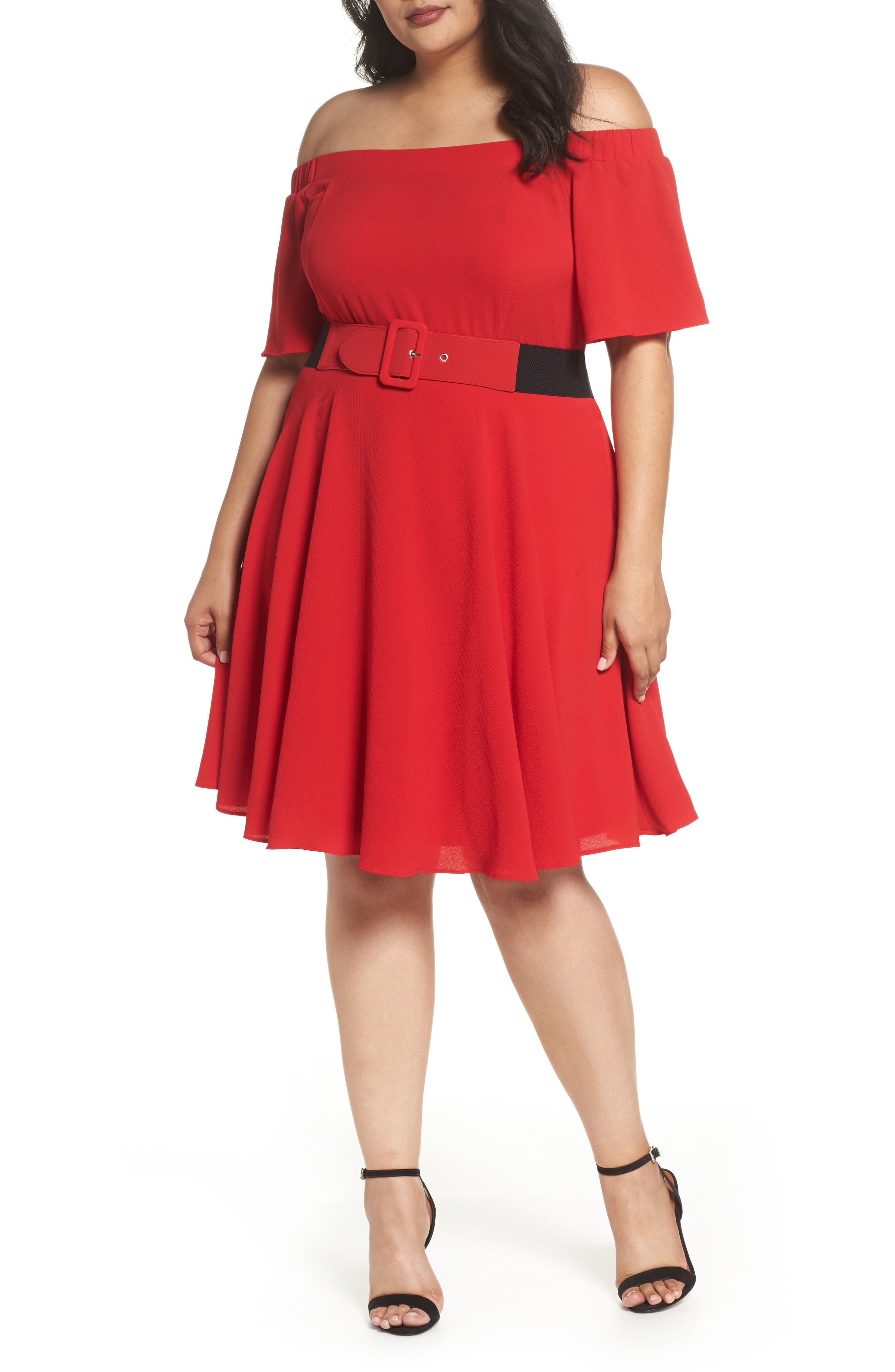Plus Size City Chic Lady Valerie Fit & Flare Dress, Red