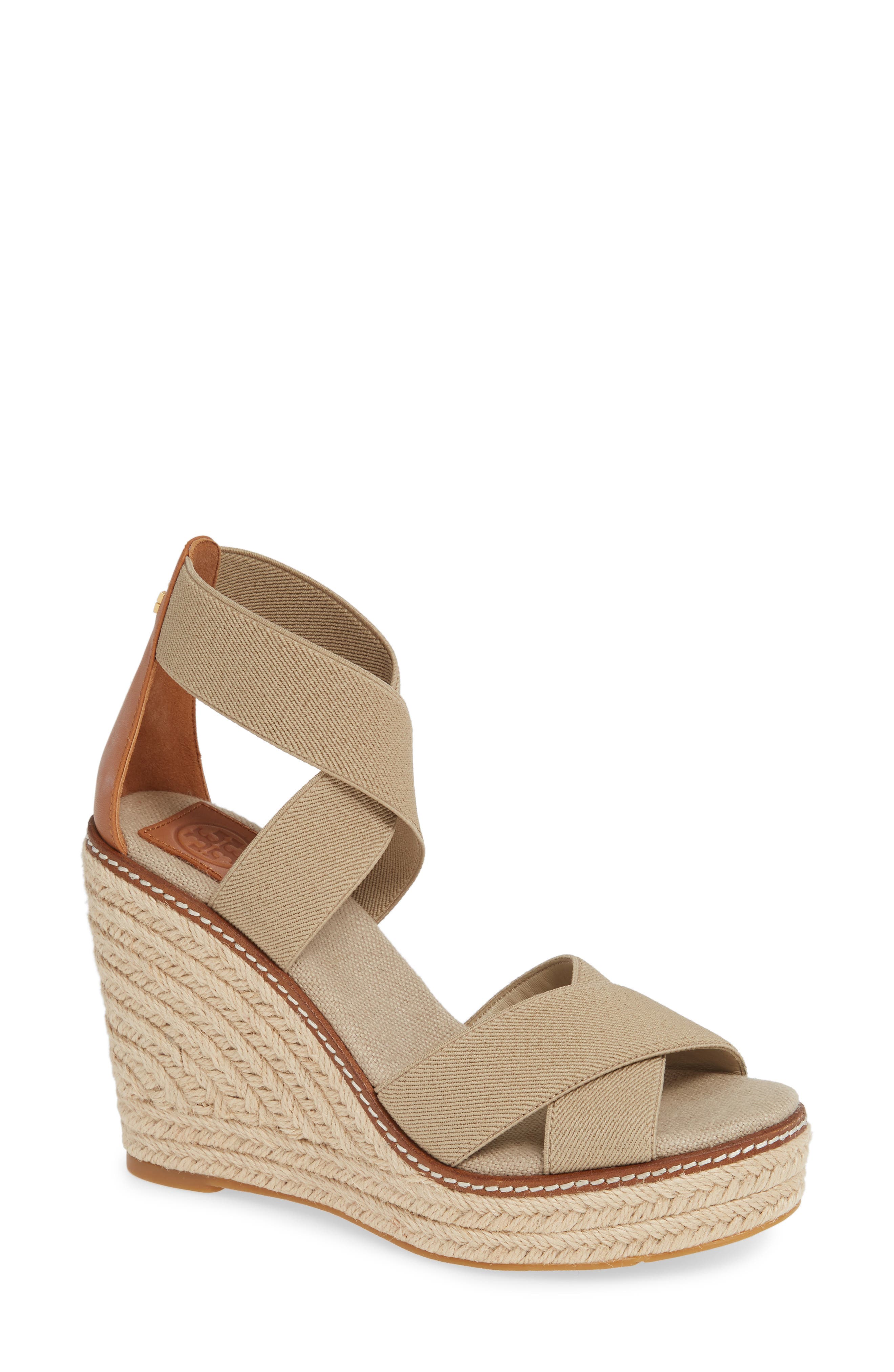 Tory Burch Frieda Espadrille Wedge Sandal- Brown