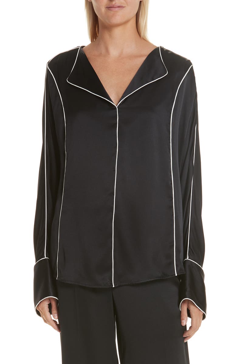 Jason Wu Piped Silk Charmeuse Blouse | Nordstrom