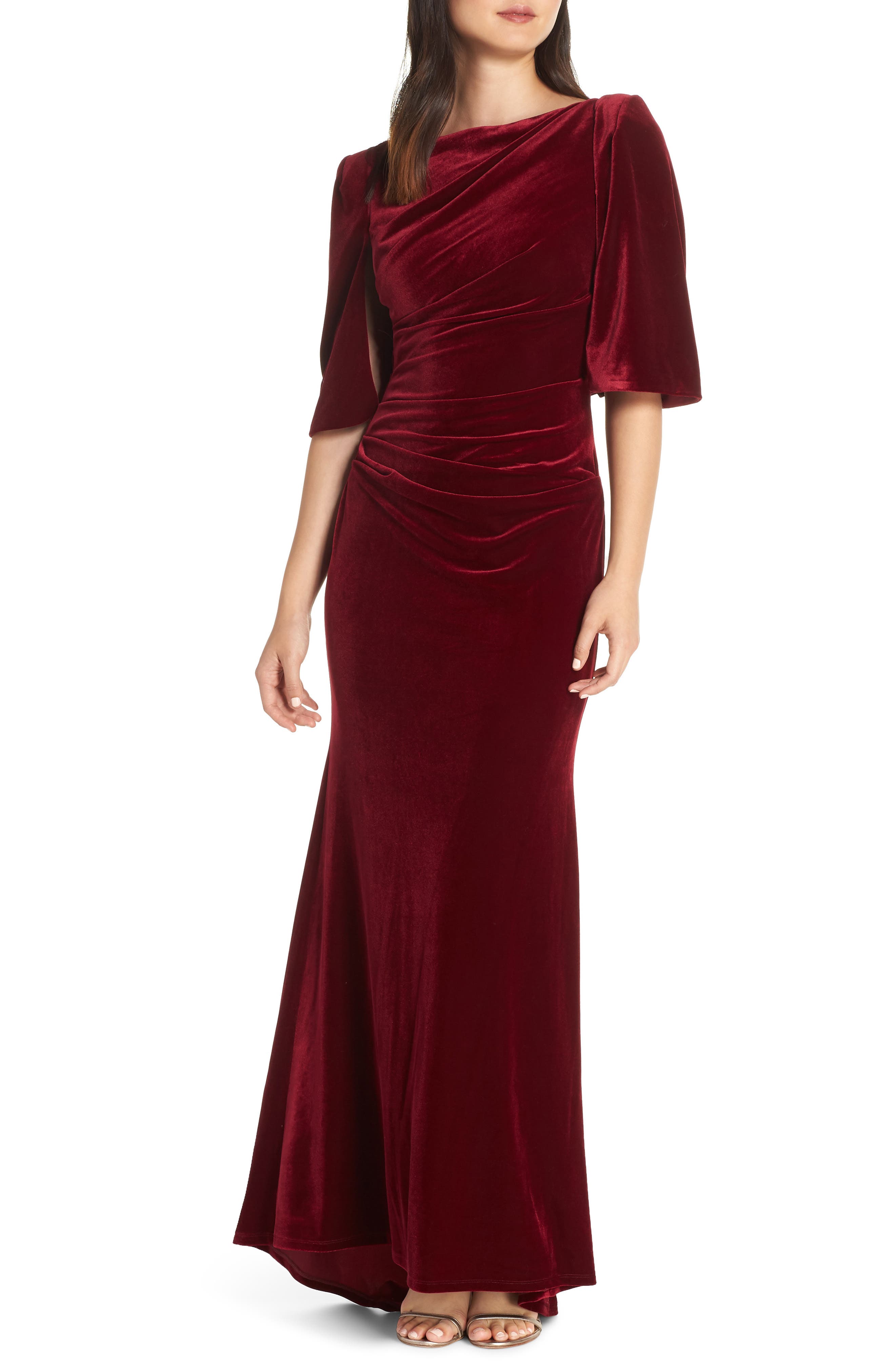 Eliza J Velvet Cape Gown
