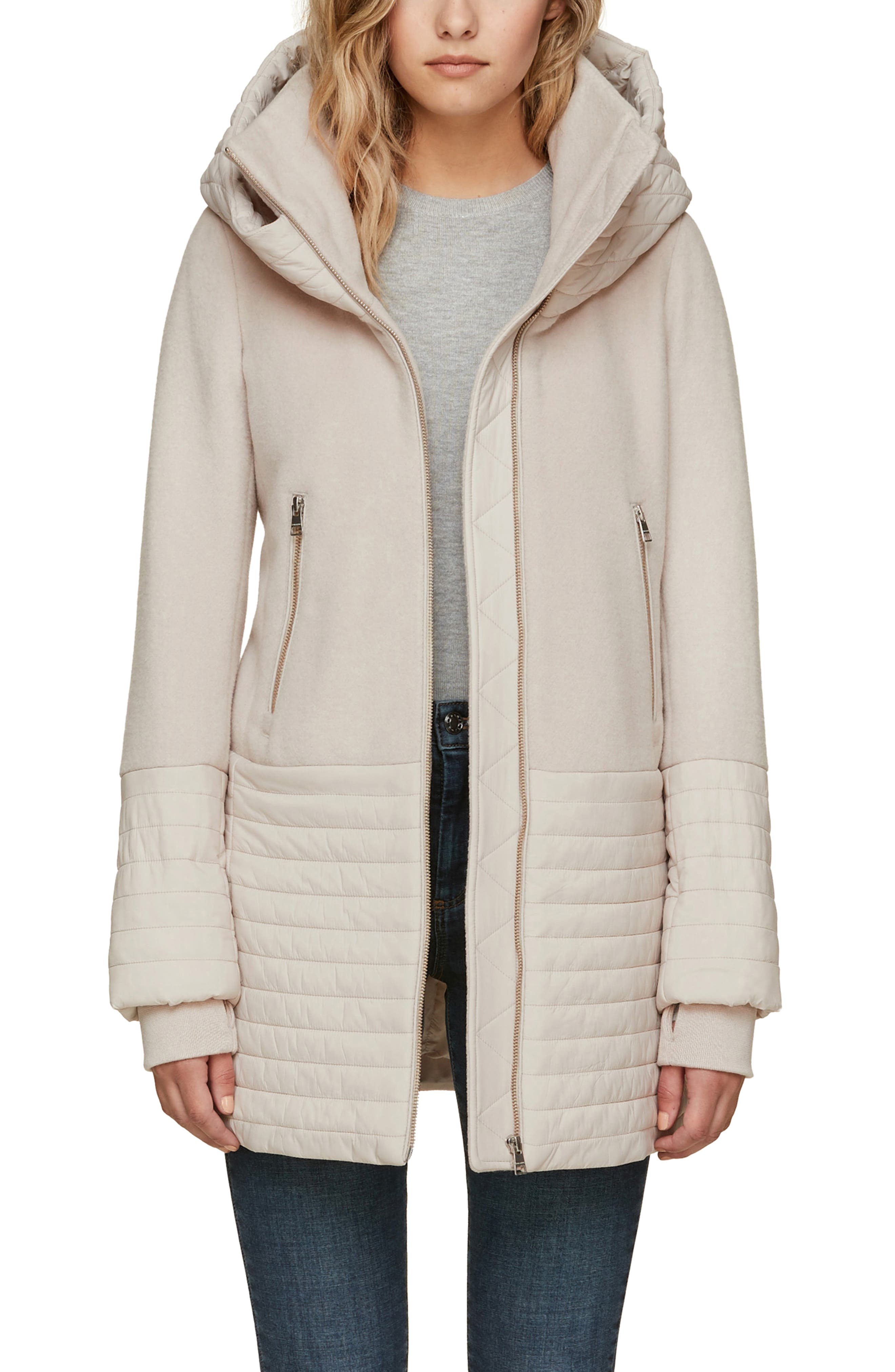 Soia & Kyo Slim Fit Mixed Media Coat Nordstrom