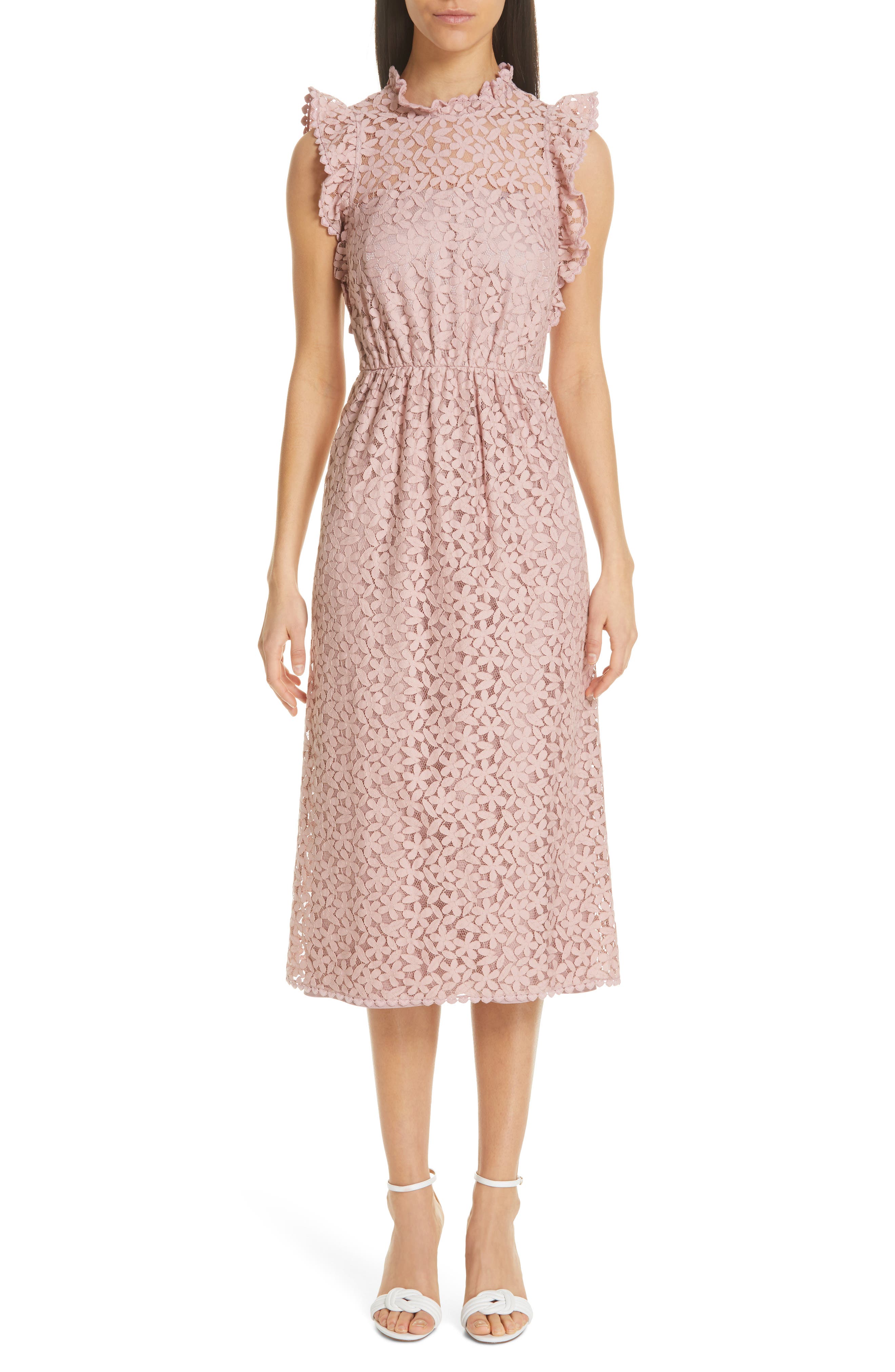 Kate Spade New York Flora Lace Ruffle Dress, Pink