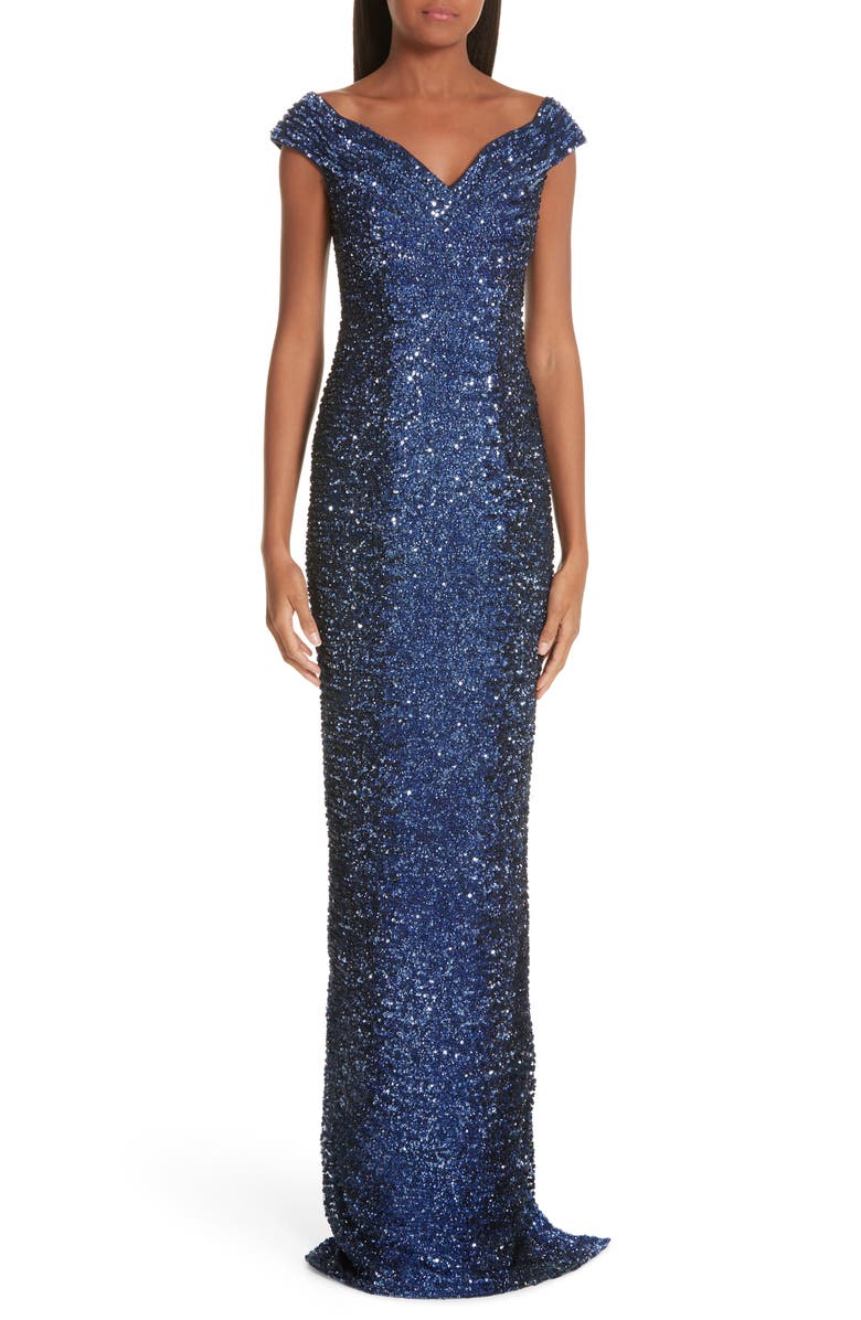 Pamella Roland SEQUIN COLUMN DRESS