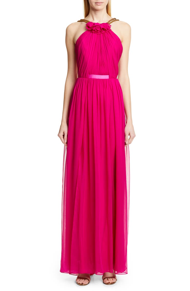 Haney Dresses EMELINE HALTER SILK CHIFFON EVENING DRESS