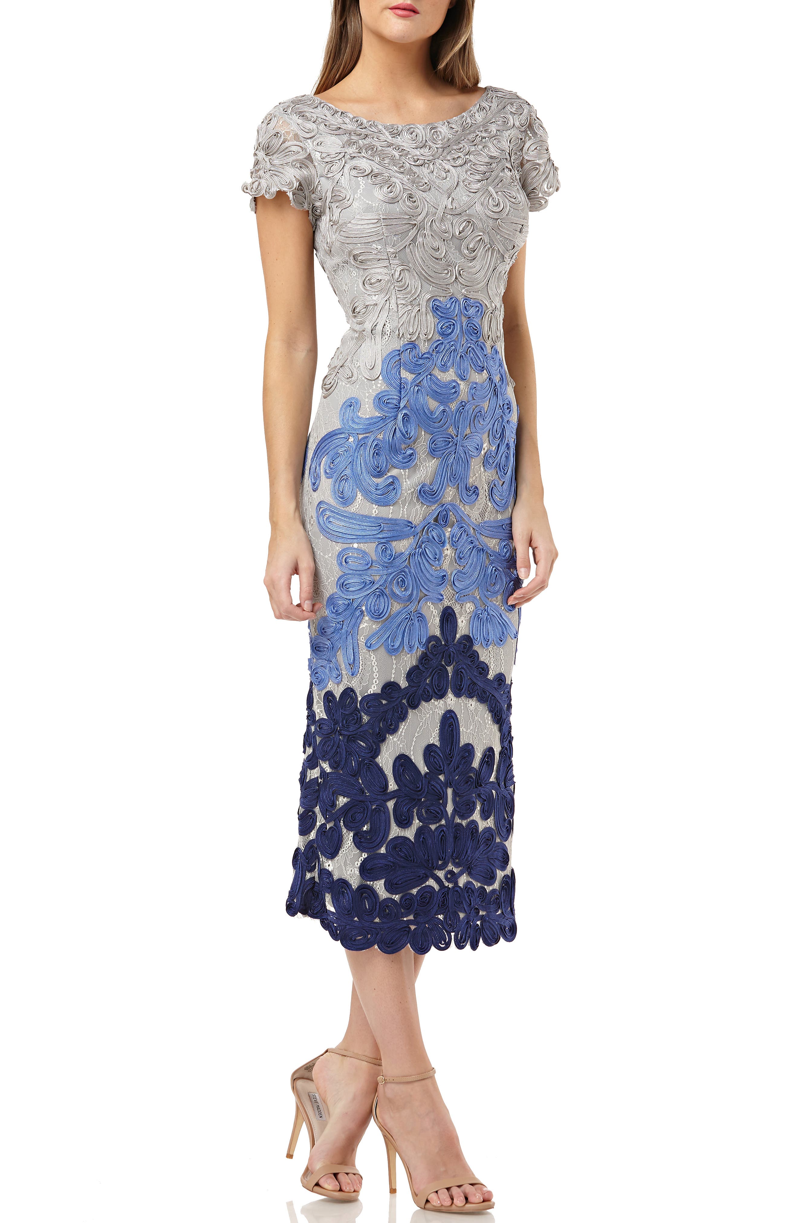 Js Collections Soutache Lace Midi Dress, Blue