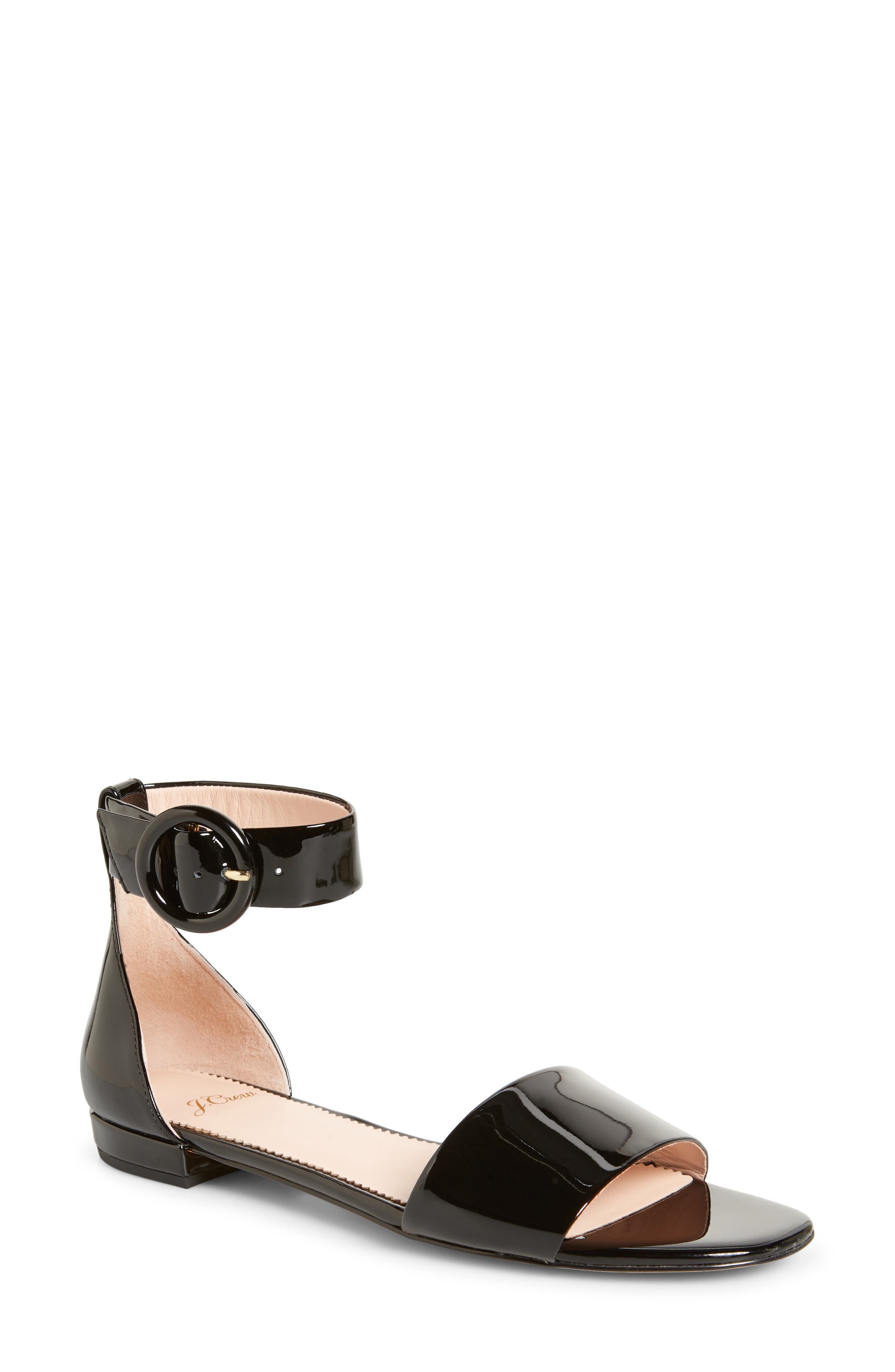 J.crew Ankle Strap Flat Sandal, Black