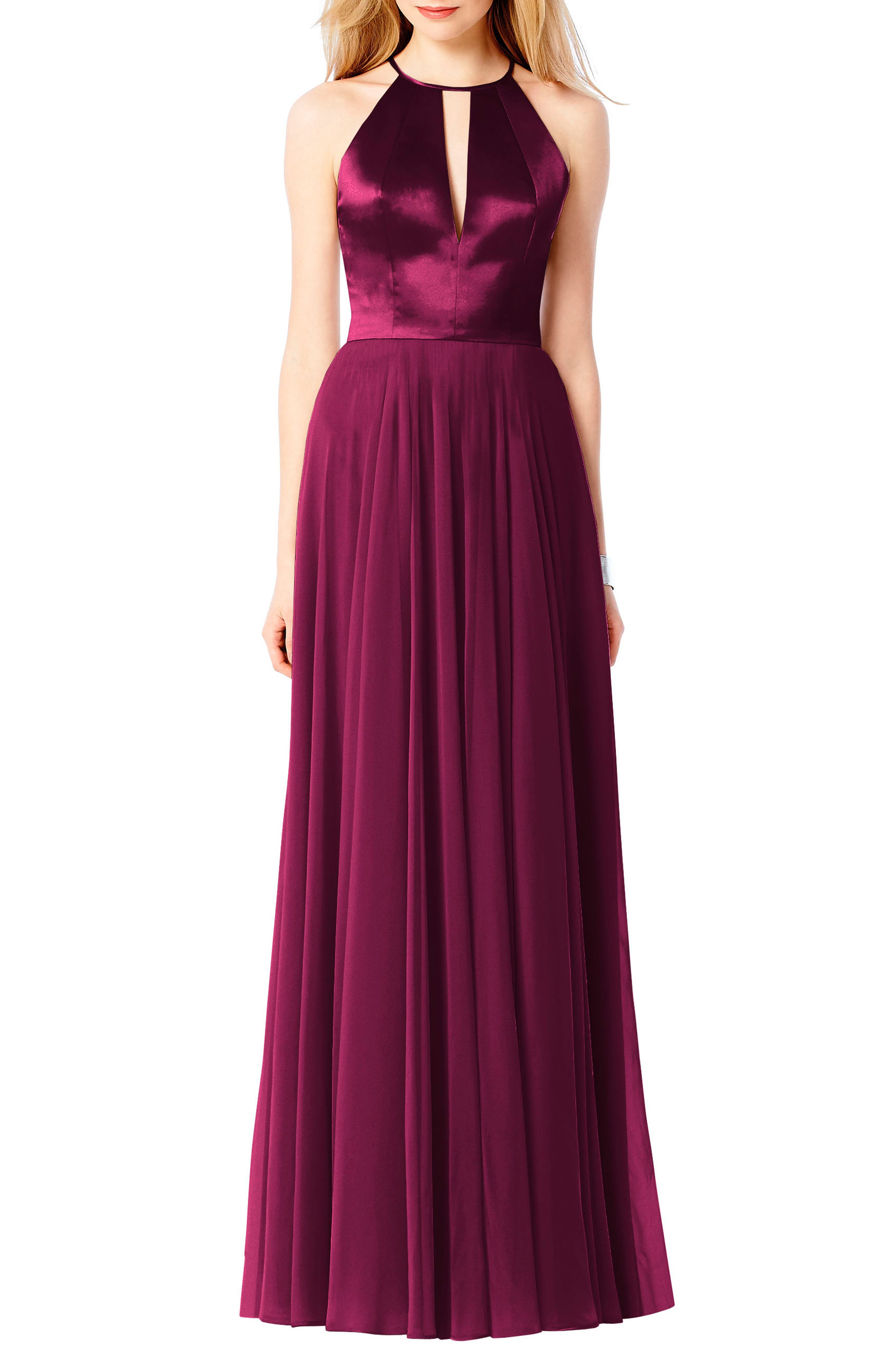 After Six Satin & Chiffon Gown, Red