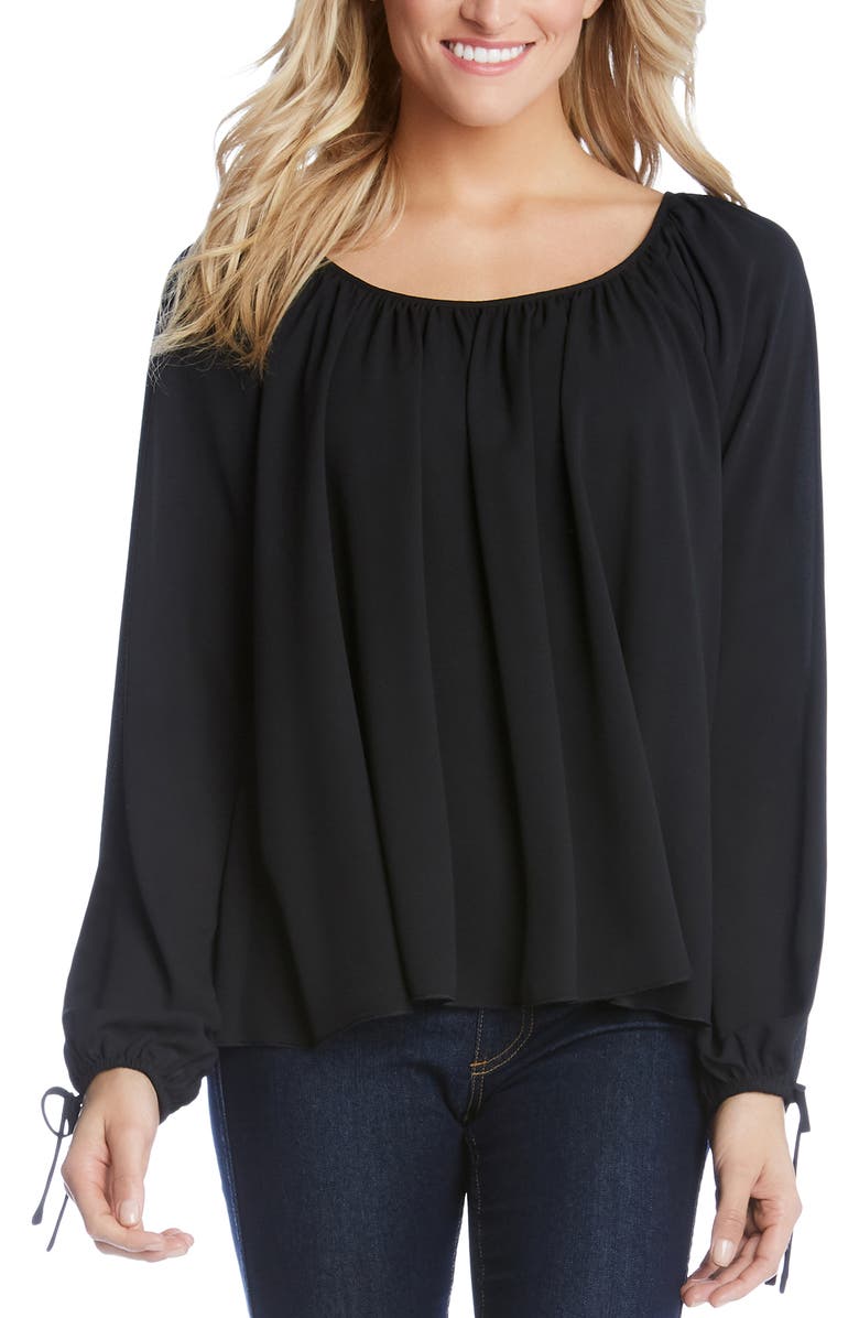 Karen Kane Tops TIE SLEEVE PEASANT TOP
