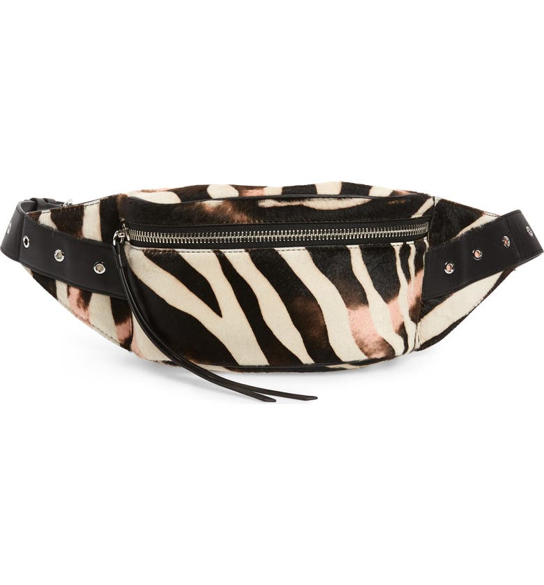 Allsaints Belt CAPTAIN ZEBRA GENUINE CALF HAIR BELT BAG - BLACK