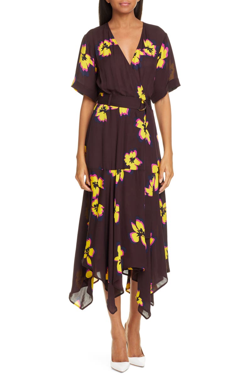 A.l.c Dresses CLAIRE FLORAL PRINT MIDI WRAP DRESS