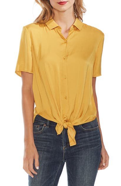 Vince Camuto Tops TIE FRONT RUMPLE SATIN BLOUSE