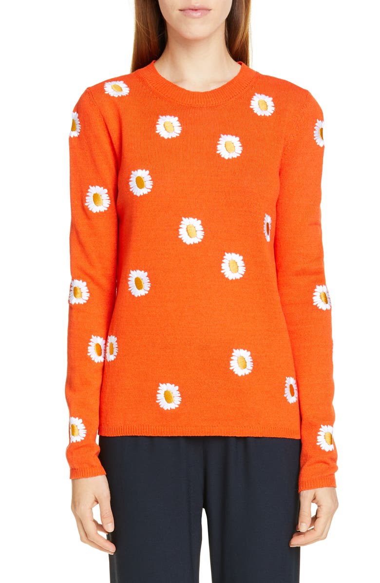 Mansur Gavriel Sweaters DAISY EMBROIDERED LINEN & COTTON SWEATER