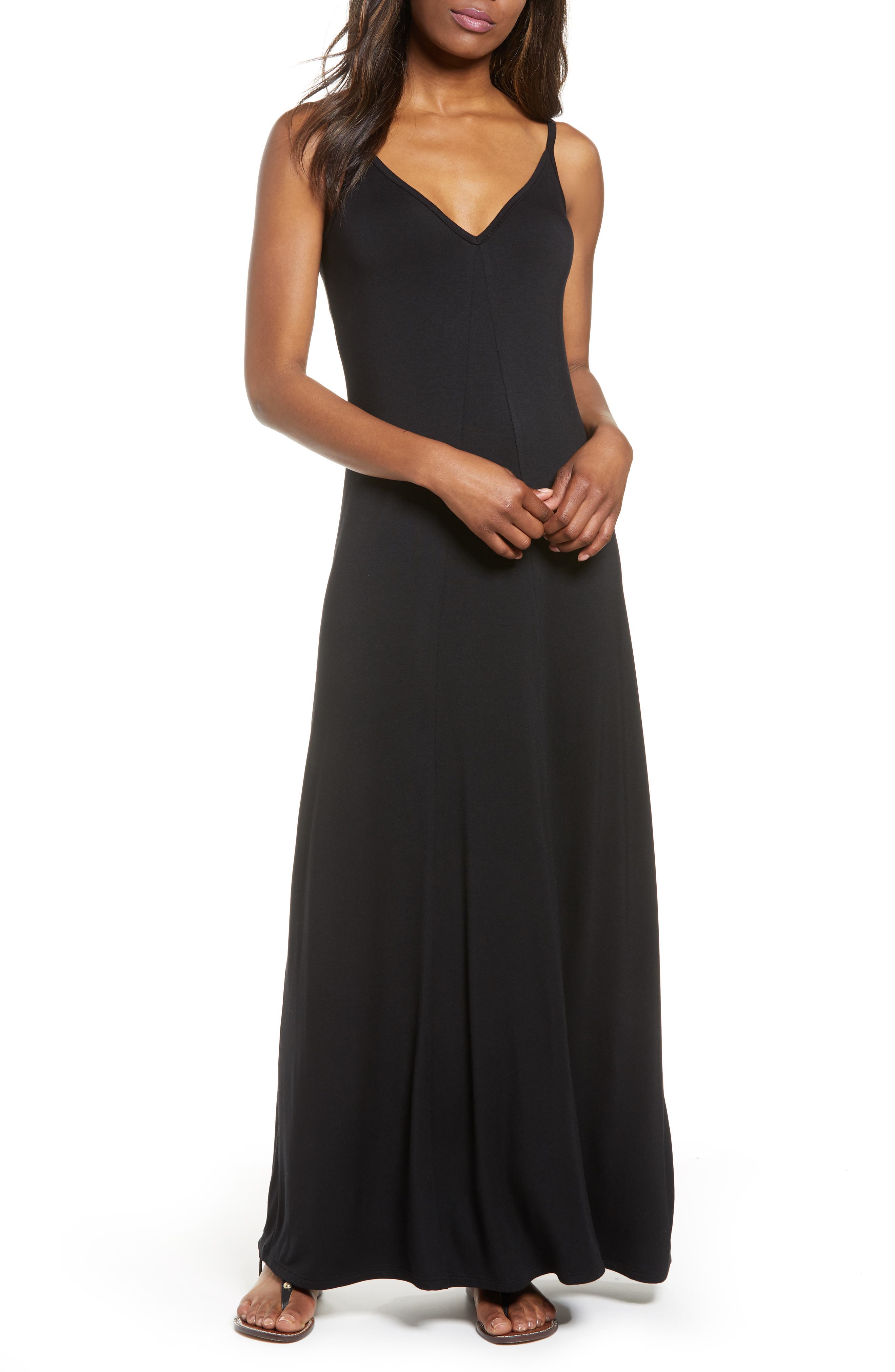 Petite Gibson X Living In Yellow Hazel Casual Knit Maxi Dress, Black