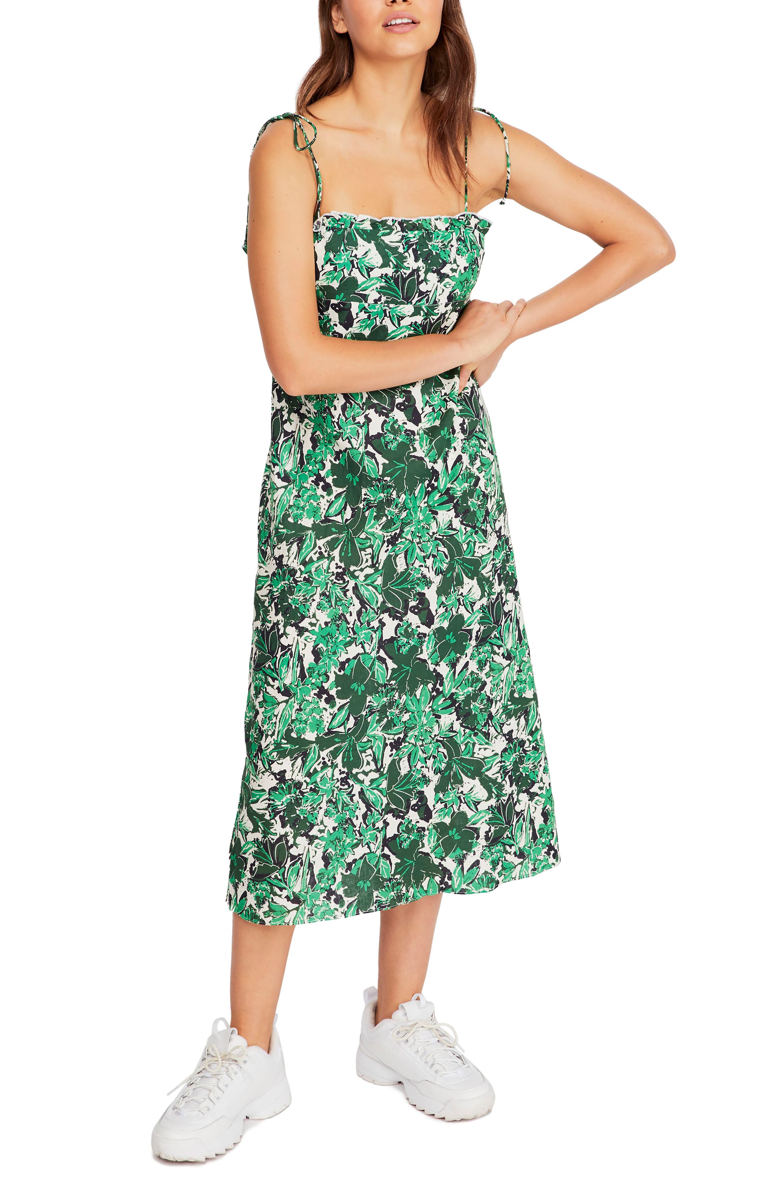 Free People Beach Party Tie Shoulder Midi Dress, Green