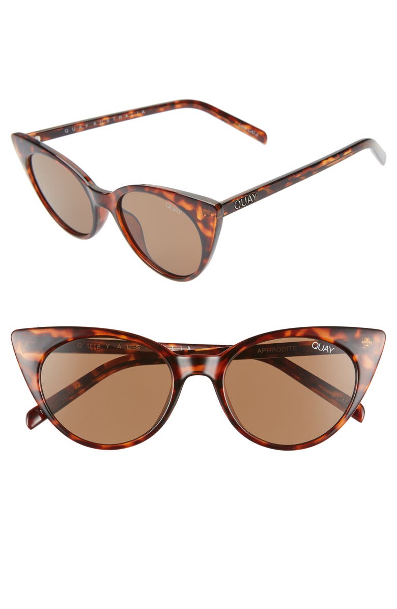 Quay Sunglasses APHRODITE 53MM CAT EYE SUNGLASSES - TORTOISE/ BROWN